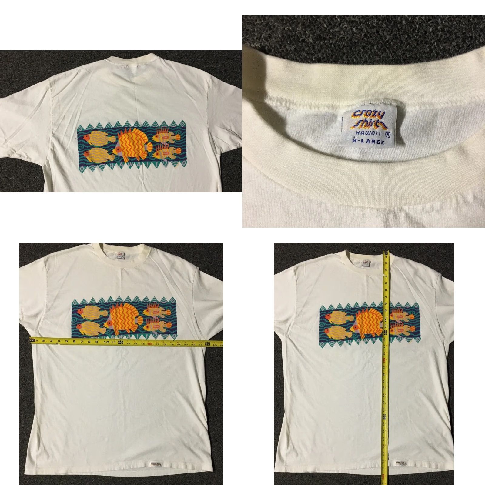 Vintage VINTAGE 90s Hawaii Abstract Fish T-Shirt XL White USA Surf Beach Ocean Graphic Tee Men Size US XL / EU 56 / 4 - 8 Thumbnail