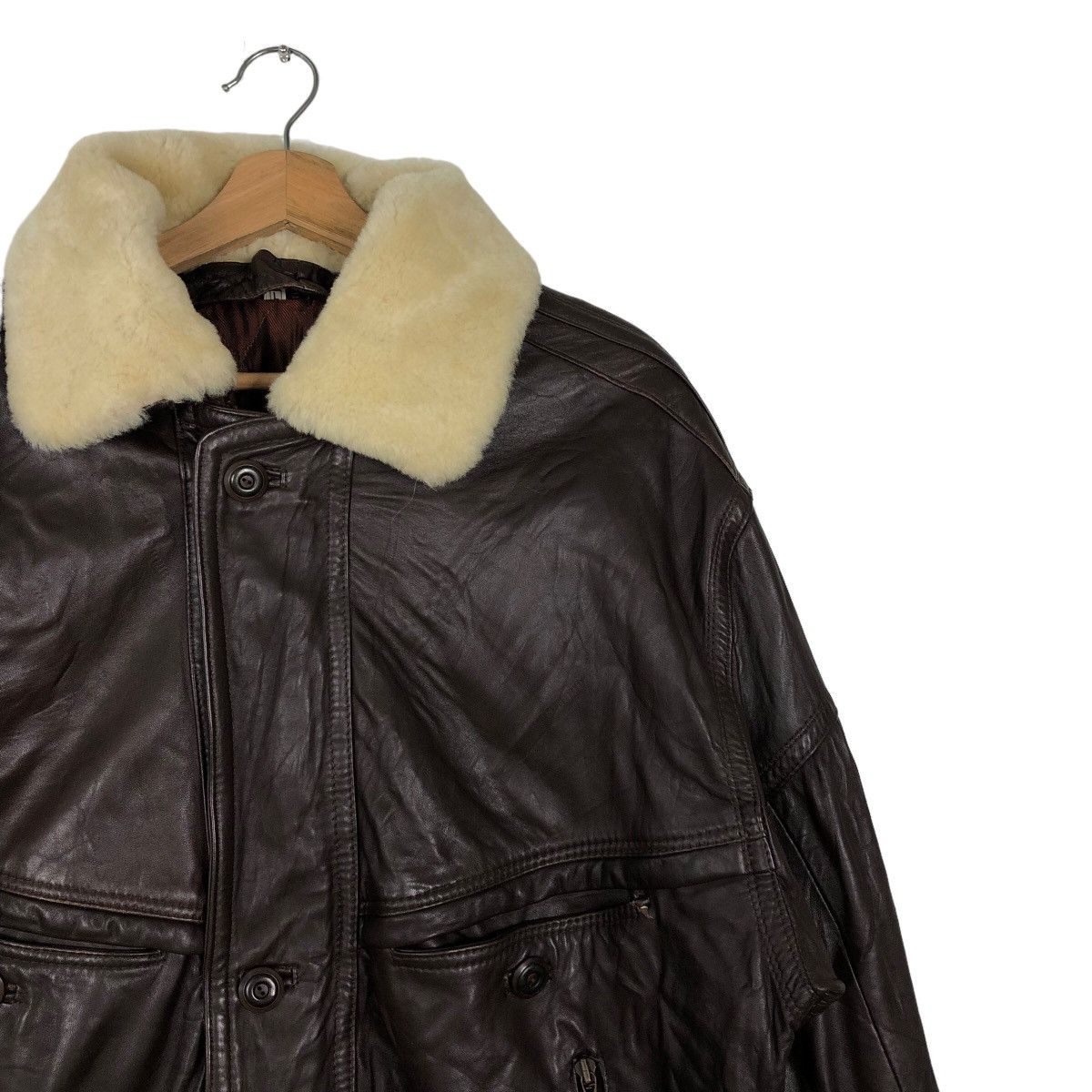 Genuine Leather 🔥90’s Vintage Bomber Leather Jacket Issey Miyake Collection Size US L / EU 52-54 / 3 - 5 Thumbnail