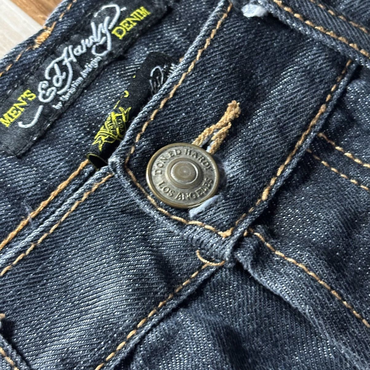 Christian Audigier × Ed Hardy Vintage 00s Edhardy Spell Out Tiger Leopard Jeans Size US 36 / EU 52 - 9 Thumbnail