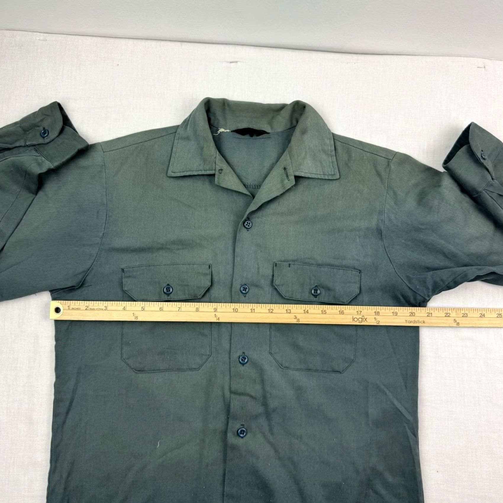 Vintage VINTAGE Shirt Adult Medium Green 70s USA Button-Up Long Sleeve Solid Unbranded Regular Mens Size US M / EU 48-50 / 2 - 7 Thumbnail