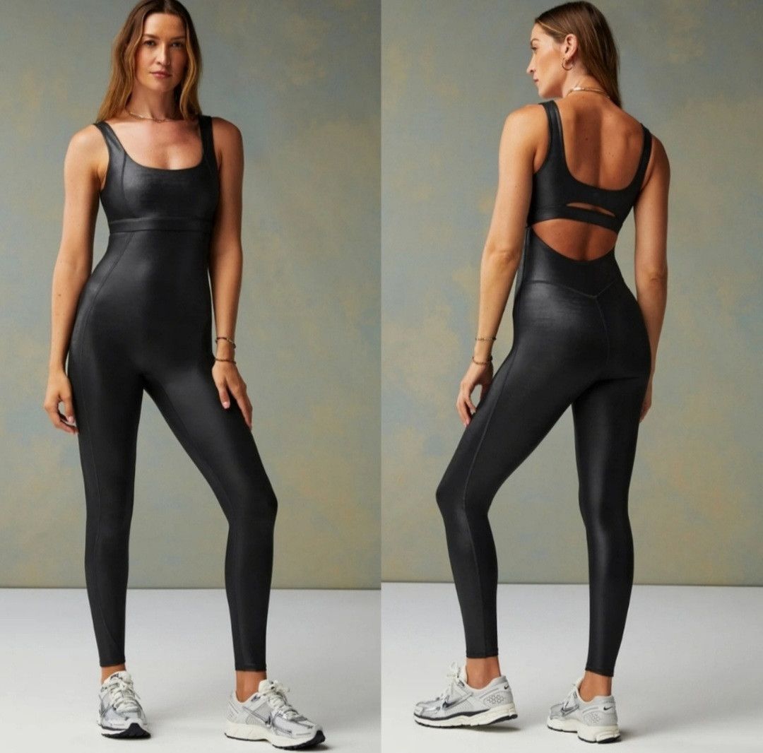 Fabletics FABLETICS Khloé Edit Black Motion365+ Shine Jumpsuit Size 30" / US 8 / IT 44 - 11 Thumbnail