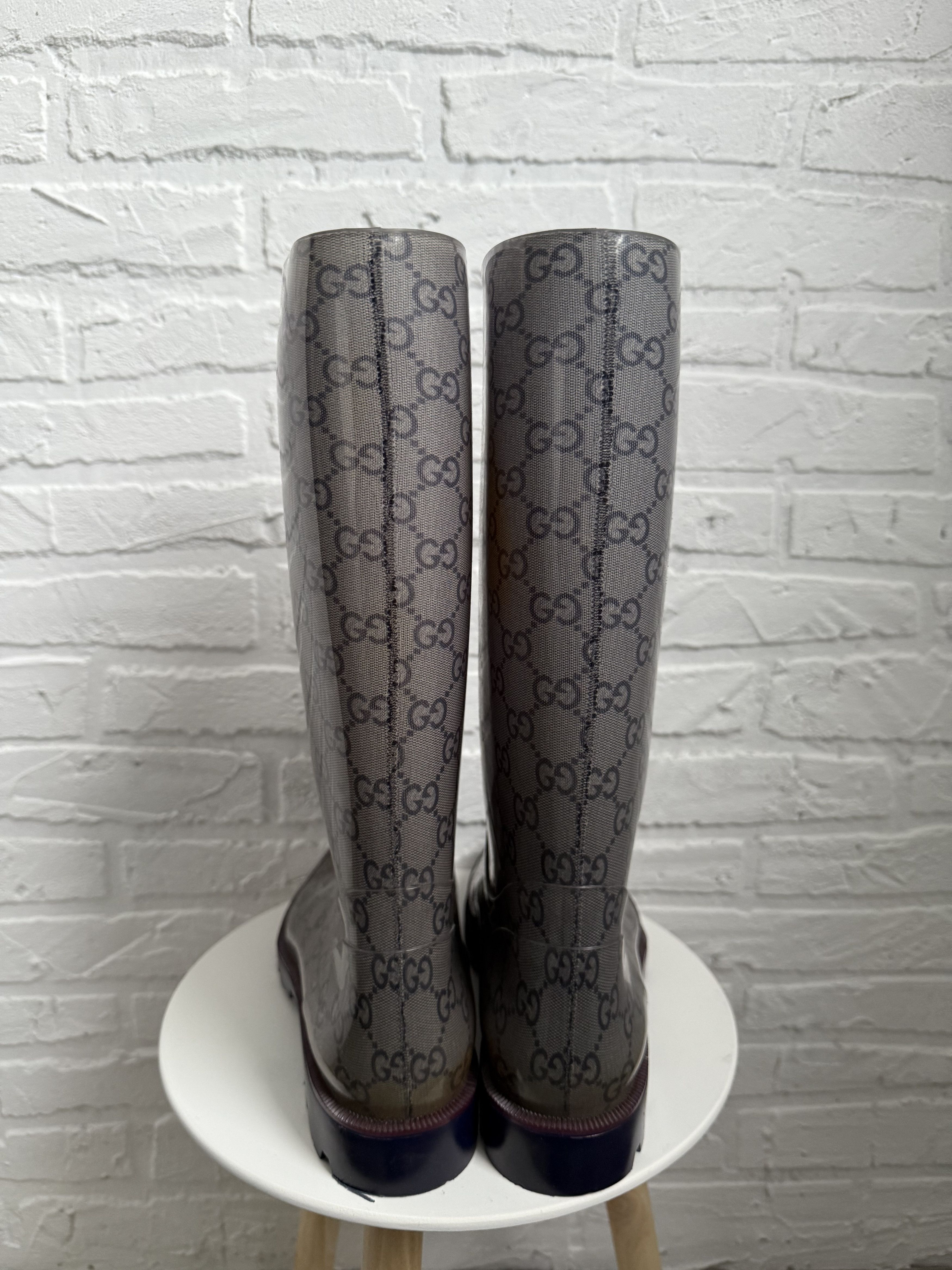 Gucci Gucci GG Monogram Rubber Rain Boots Size US 7 / EU 40 - 7 Thumbnail