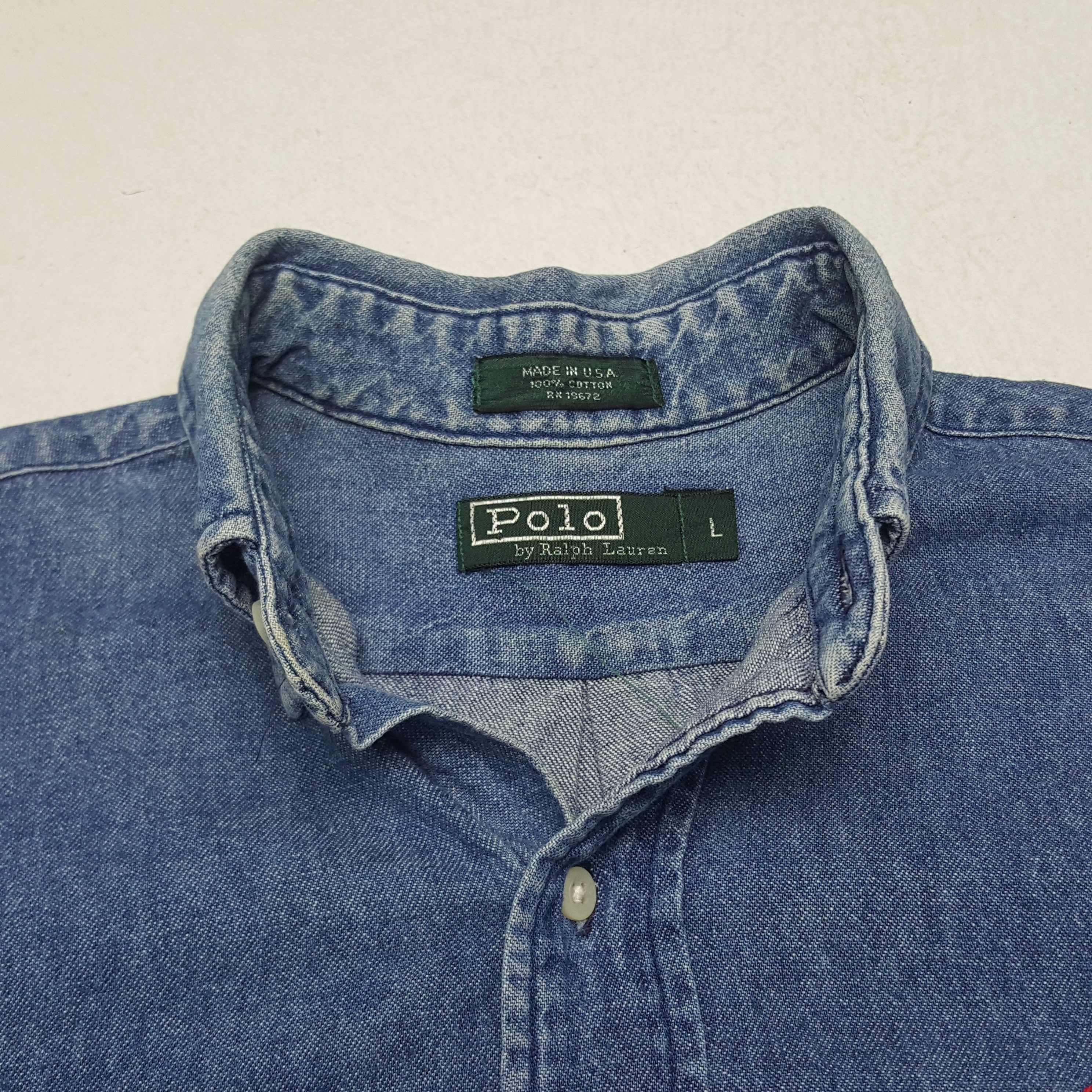 Polo Ralph Lauren × Vintage Vintage Polo Ralph Lauren Denim Button Up Shirt Size US S / EU 44-46 / 1 - 4 Thumbnail
