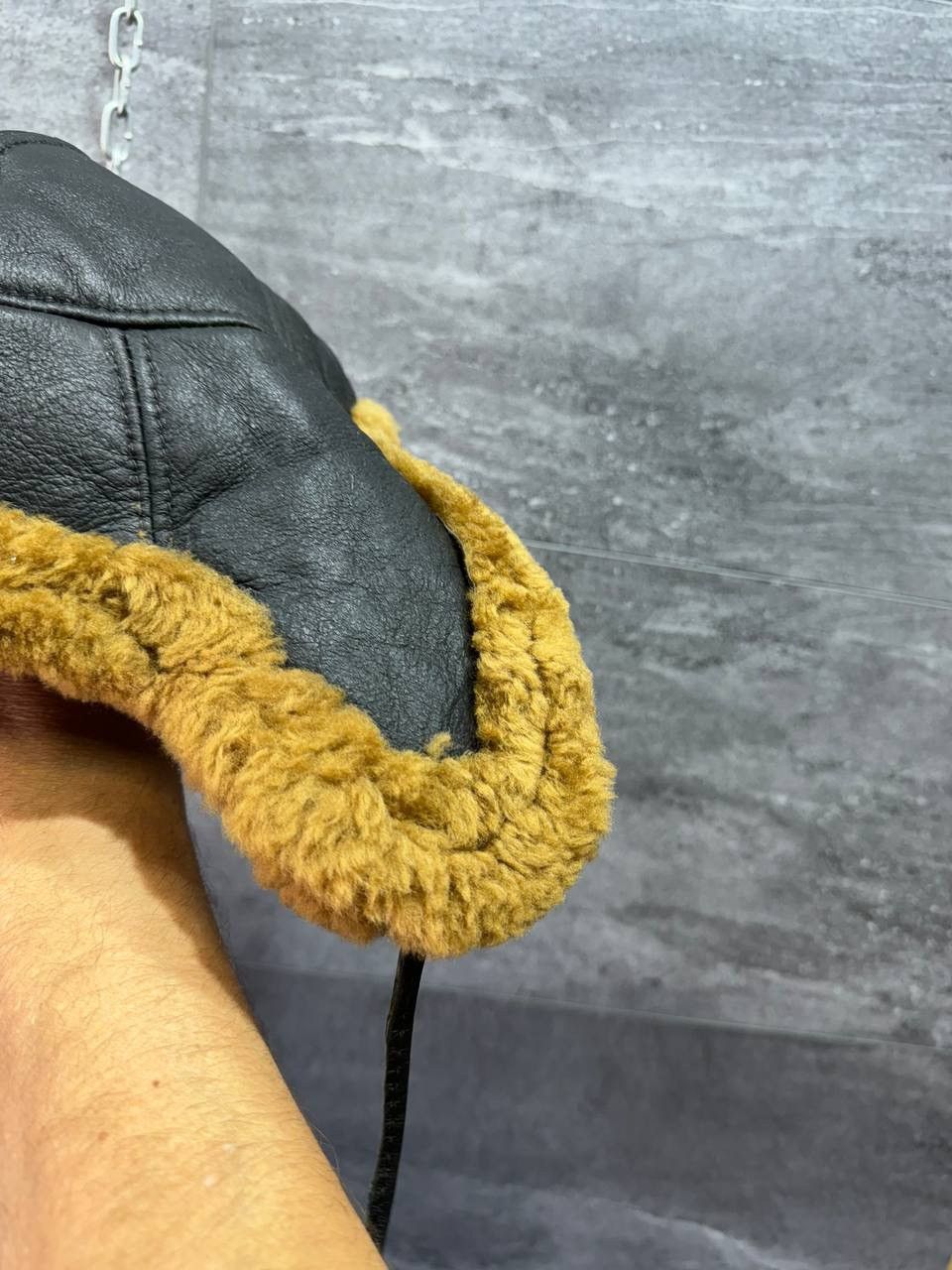 Vintage Men B3 Brown Hat Aviator Sheepskin Flying Trapper Hat Size 32 - 6 Thumbnail