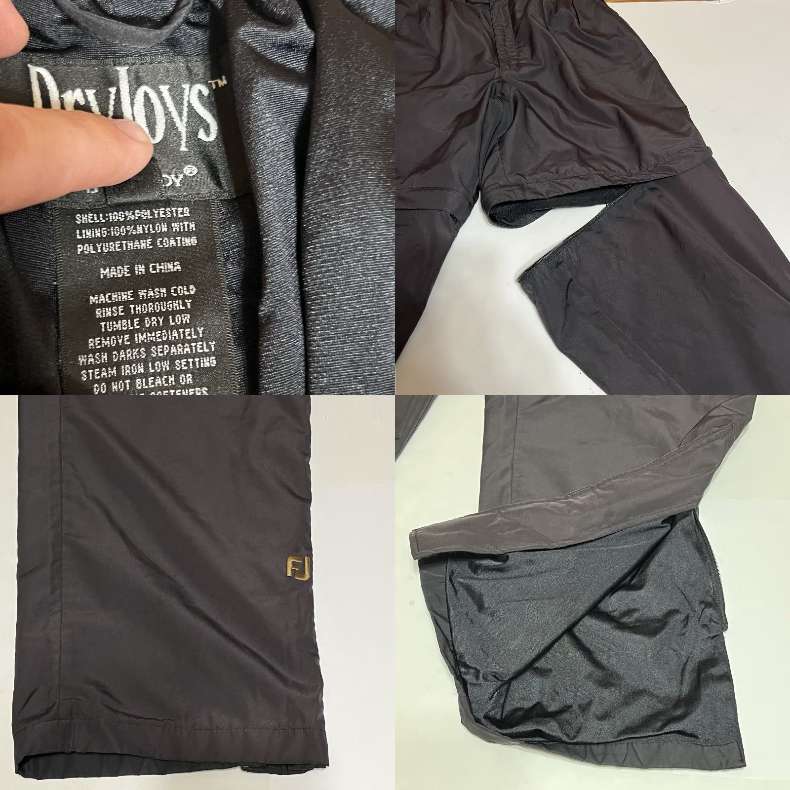Footjoy Footjoy Dryjoys Convertible Rain Pants Men L Black Waterproof Golfer Size US 33 - 8 Thumbnail