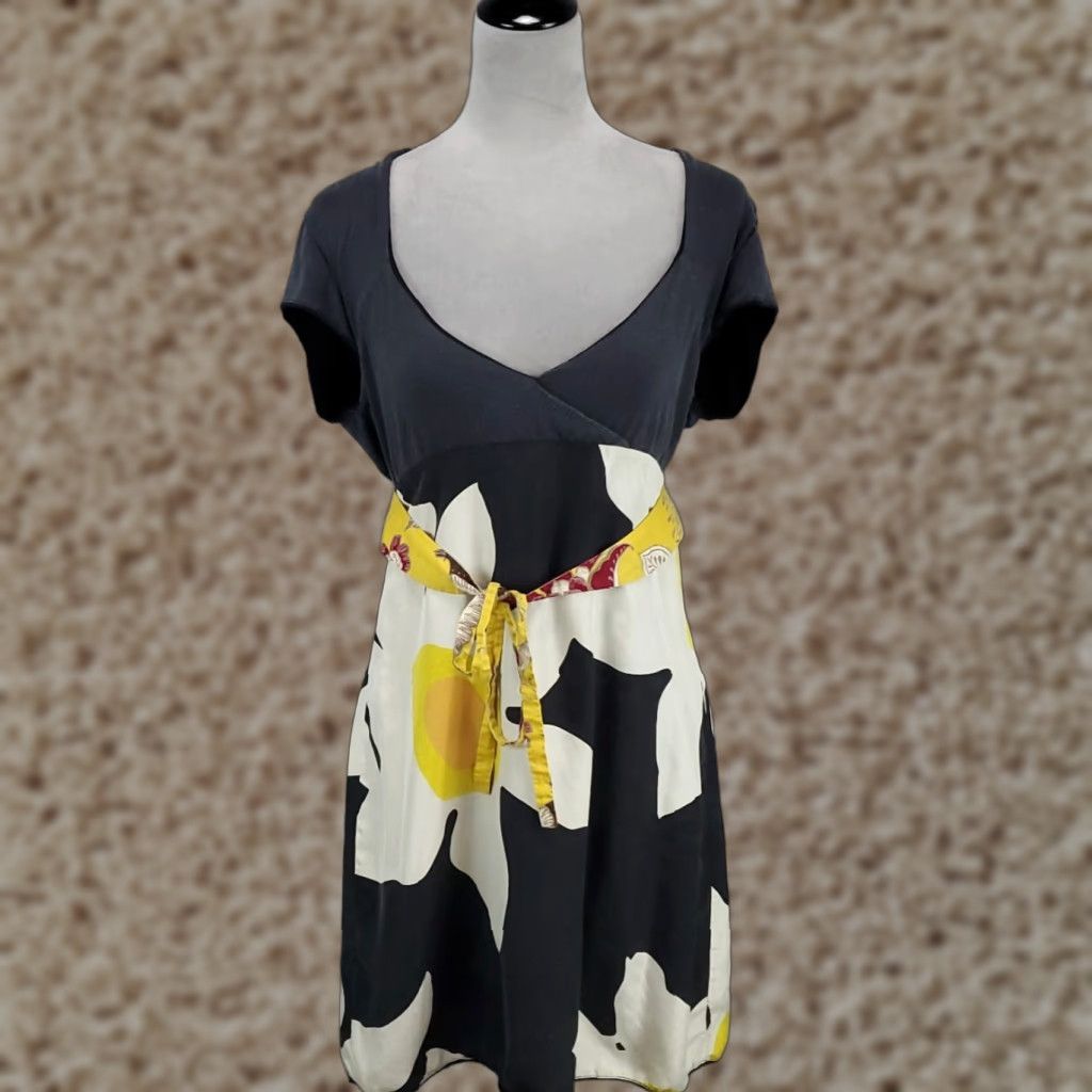 Free People Free People Dress Womens 10 Blue Floral Ruffle Sweetheart Mini Casual Bohemian Size L / US 10 / IT 46 - 1 Thumbnail