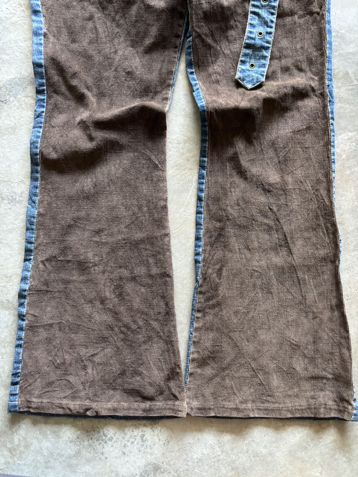 Japanese Brand PLACEMI flare japanese jeans hybrid denim curduroy Size US 31 - 10 Thumbnail