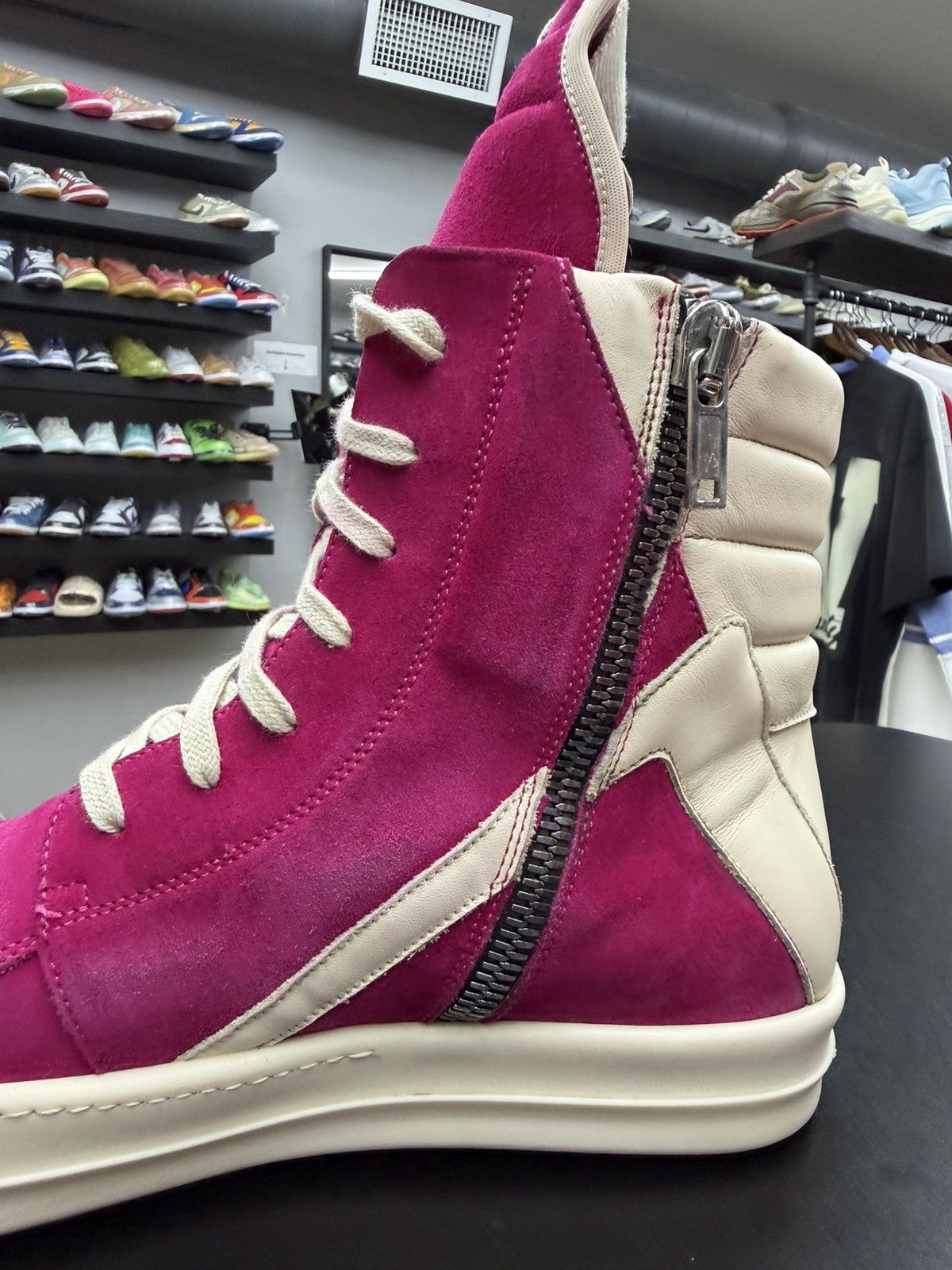 Rick Owens Size 11.5US/44.5EU - Rick Owens Geobasket Hot Pink Suede Size US 11.5 / EU 44-45 - 6 Thumbnail