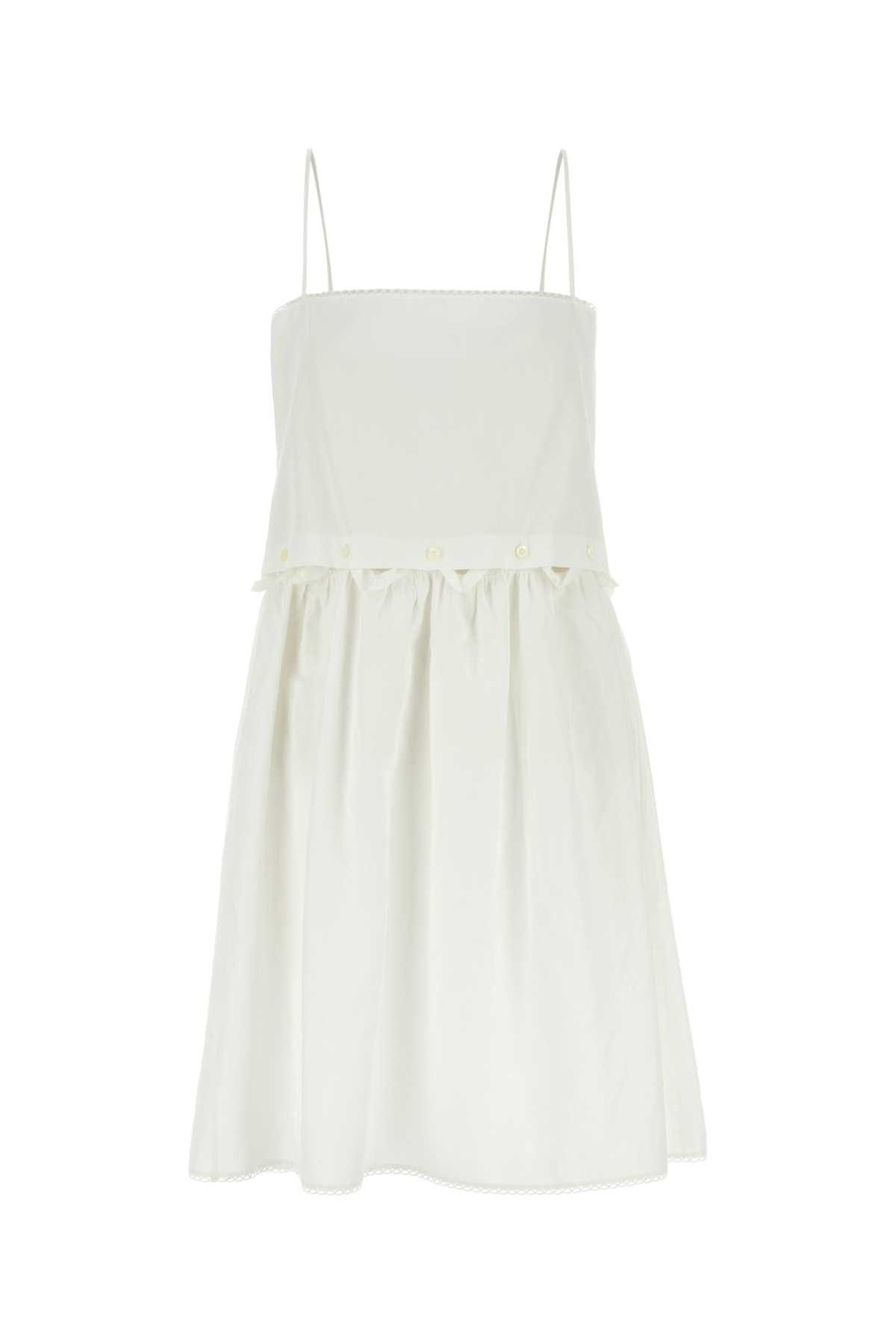 Miu Miu White Poplin Mini Dress Size M / US 6-8 / IT 42-44 - 1 Thumbnail