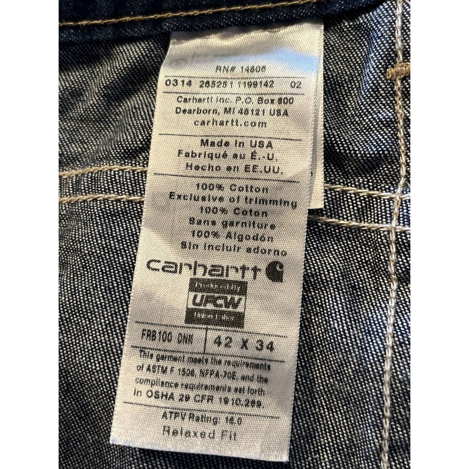 Carhartt Carhartt Flame Resistant Jeans Mens 40x34 Relaxed Denim Blue Size US 40 / EU 56 - 3 Thumbnail