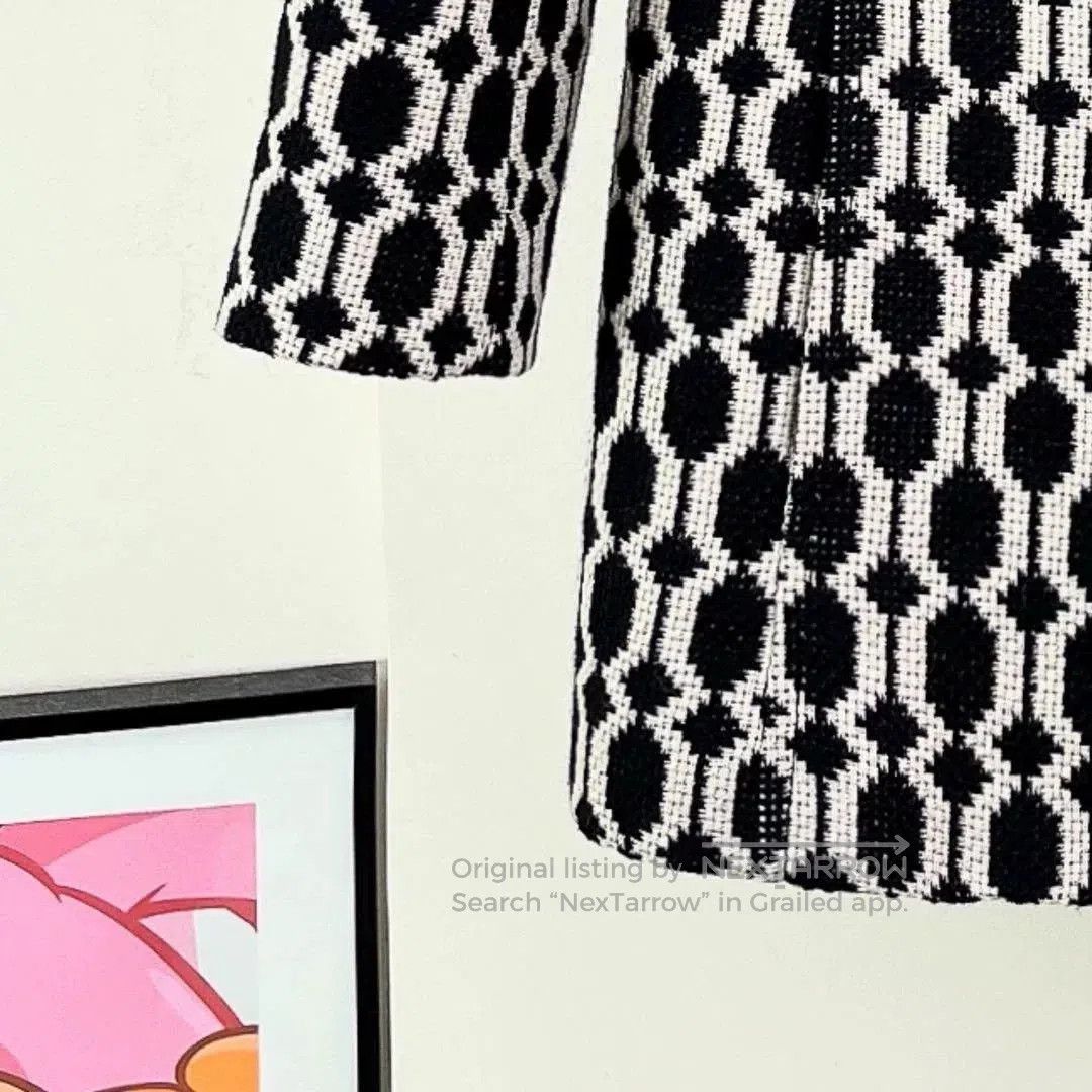 Gucci Gucci Black White Geometric Wool Coat. Size XS / US 0-2 / IT 36-38 - 4 Thumbnail