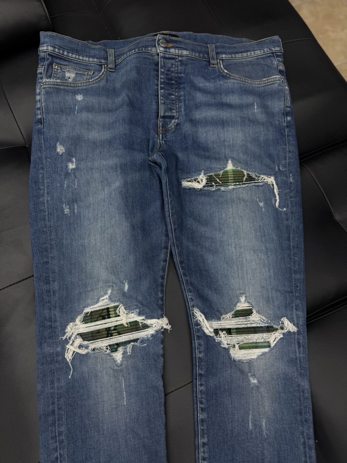 Amiri Amiri MX1 Jeans Blue Green Patch Size 38 Pre Owned 🧼 Size US 38 / EU 54 - 2 Thumbnail