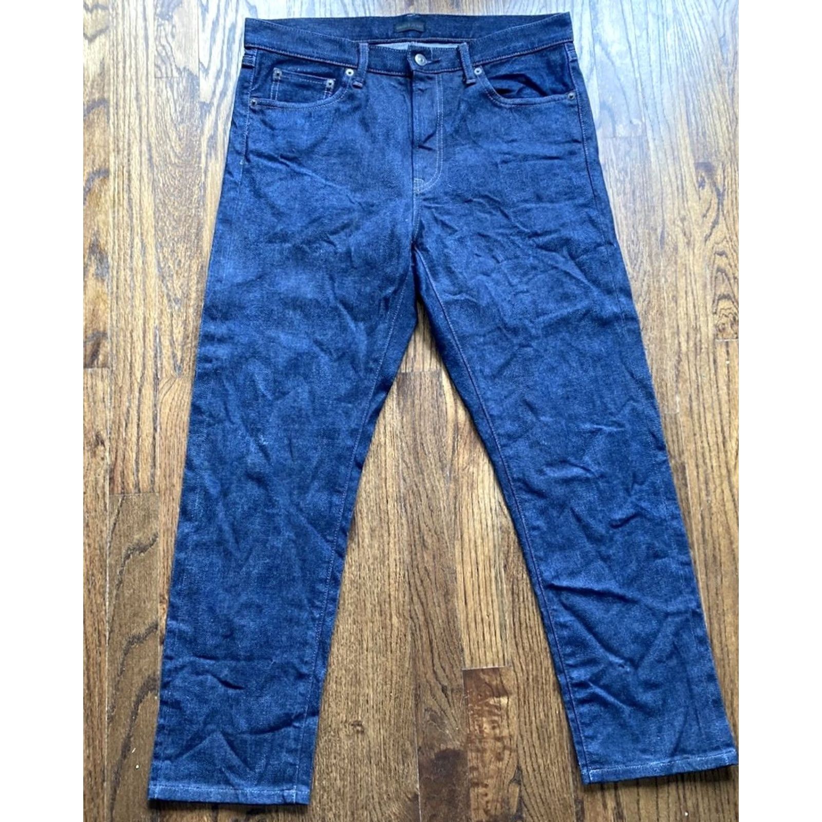 Uniqlo Uniqlo Jeans Mens 32x26 Selvage Blue Dark Wash Slim Straight Kaihara Denim Size US 32 / EU 48 - 2 Thumbnail