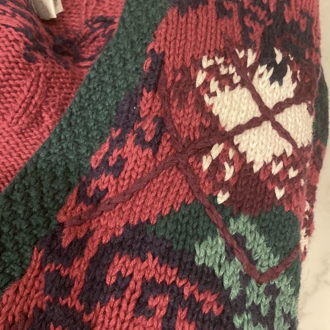 Vintage Vintage Oversized Chunky Cardigan Sweater Argyle Plaid L Red Size L / US 10 / IT 46 - 9 Thumbnail