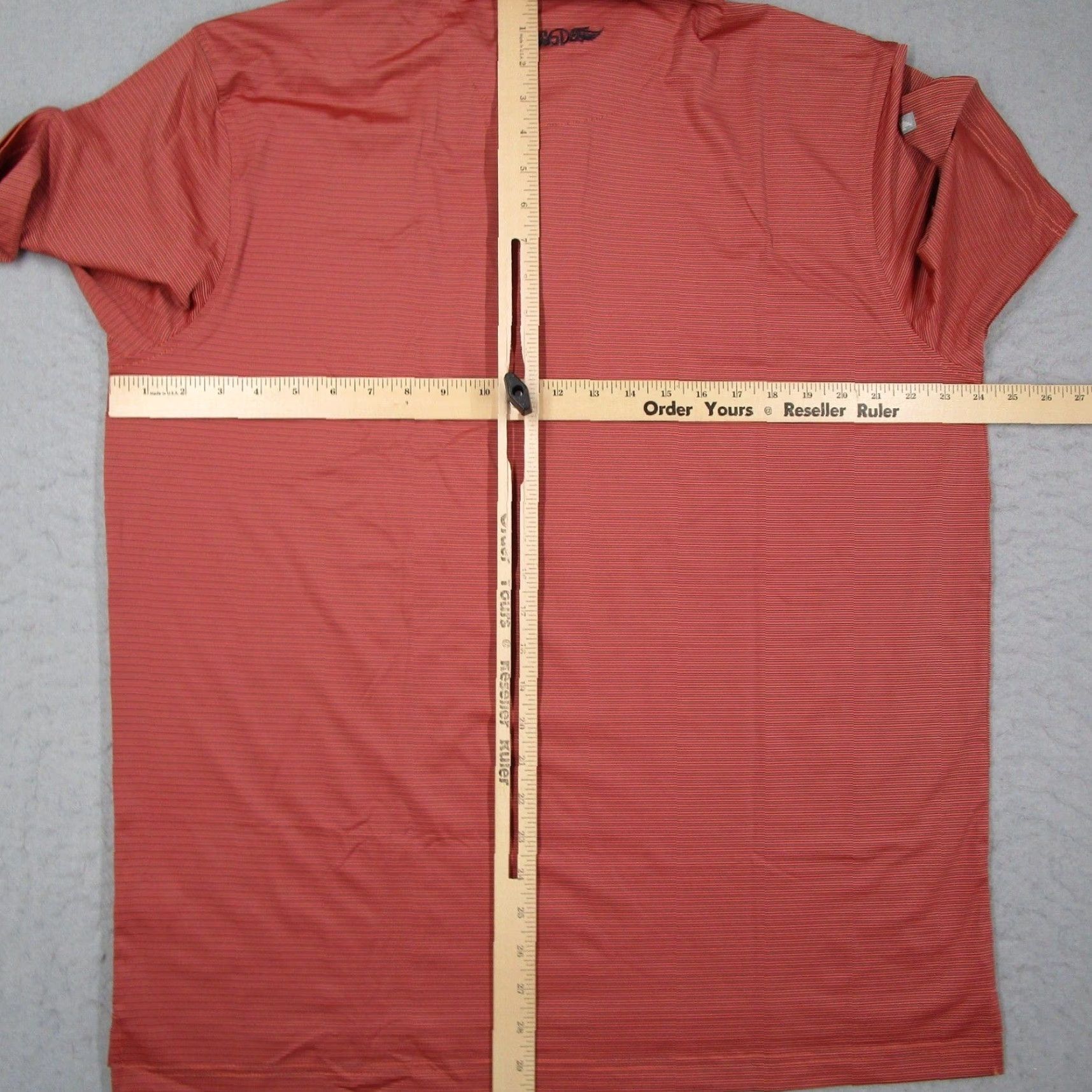 Vintage Straight Down Polo Shirt Mens 2XLT Orange Navy Blue Micro Stripe Golf Shirt Size US XXL / EU 58 / 5 - 5 Thumbnail