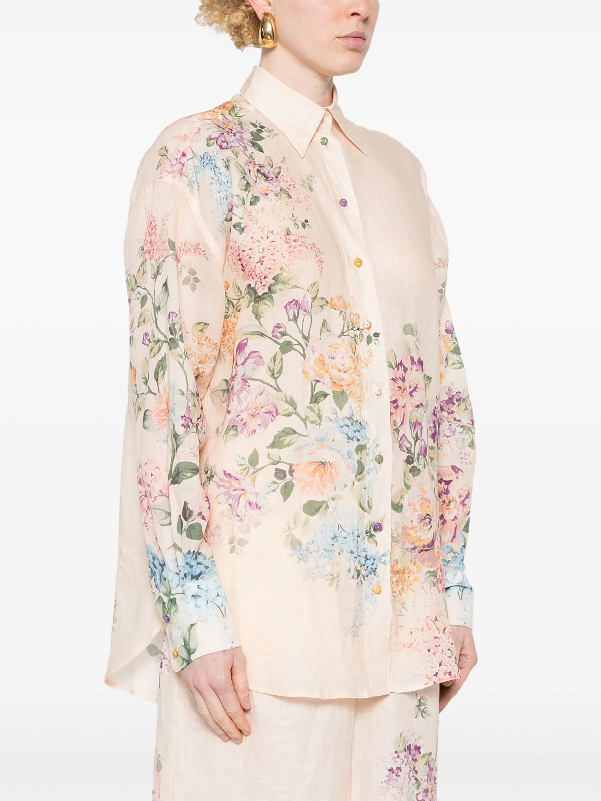 Zimmermann o1s22i1n1024 Floral Halliday Shirt in Multicolor Size S / US 4 / IT 40 - 3 Thumbnail