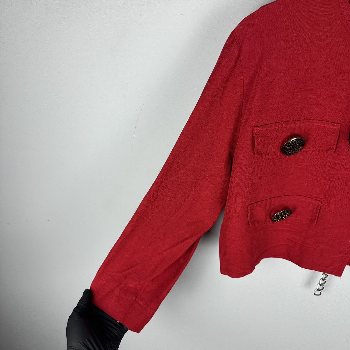Sandro Vintage Rare Sandro 80’s Red Napaleon Cropped Blazer Size M / US 6-8 / IT 42-44 - 12 Thumbnail
