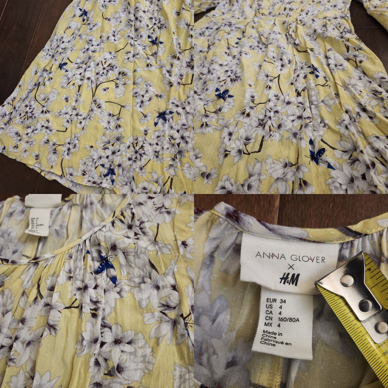H&M H&M Dress Womens Floral Yellow Bohemian Long Sleeve Mini Pullover Size S / US 4 / IT 40 - 8 Thumbnail
