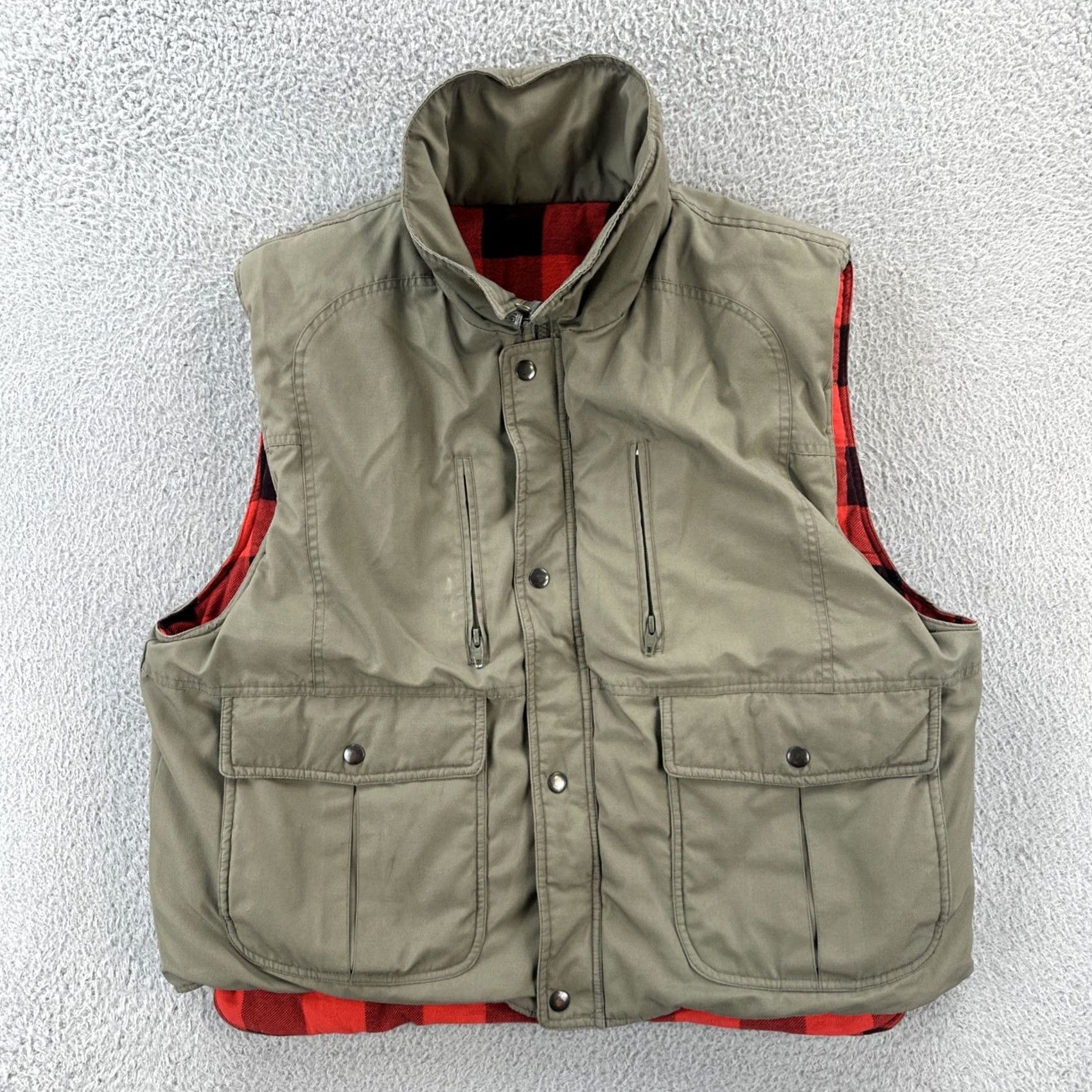 Vintage VINTAGE Reversible Vest Men’s Size Large Khaki Brown & Red Flannel Lined EUC Vest Men L Red Flannel Reversible Puffer Jacket Style Casual Brown Size US L / EU 52-54 / 3 - 2 Thumbnail
