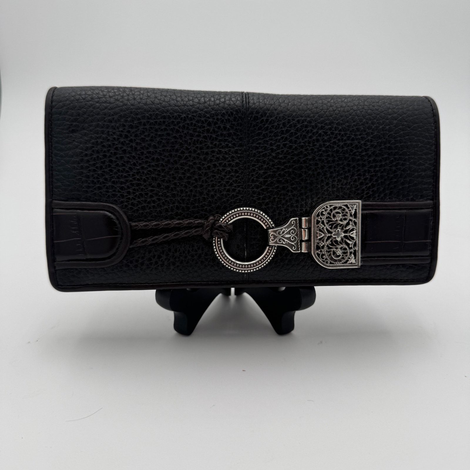 Brighton Brighton Crossbody Clutch Wallet Black Leather with Strap Size ONE SIZE - 3 Thumbnail