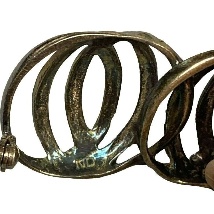 Other Vintage 925 Sterling Silver Double Circle Wreath Brooch Pin Size ONE SIZE - 5 Thumbnail
