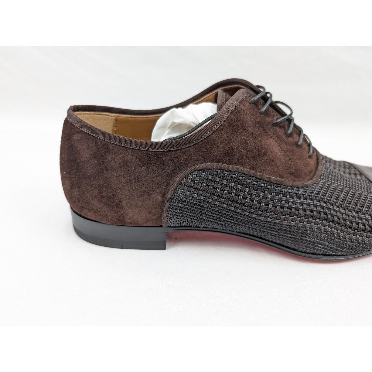 Christian Louboutin o1rshd1 Patent Calf Tresse Provence Lace Up Shoes Dark Brown Size US 11.5 / EU 44-45 - 4 Thumbnail