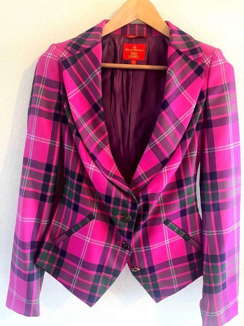 Vivienne Westwood Vivienne Westwood A pink checkered suit jacket with a larg Size M / US 6-8 / IT 42-44 - 4 Thumbnail