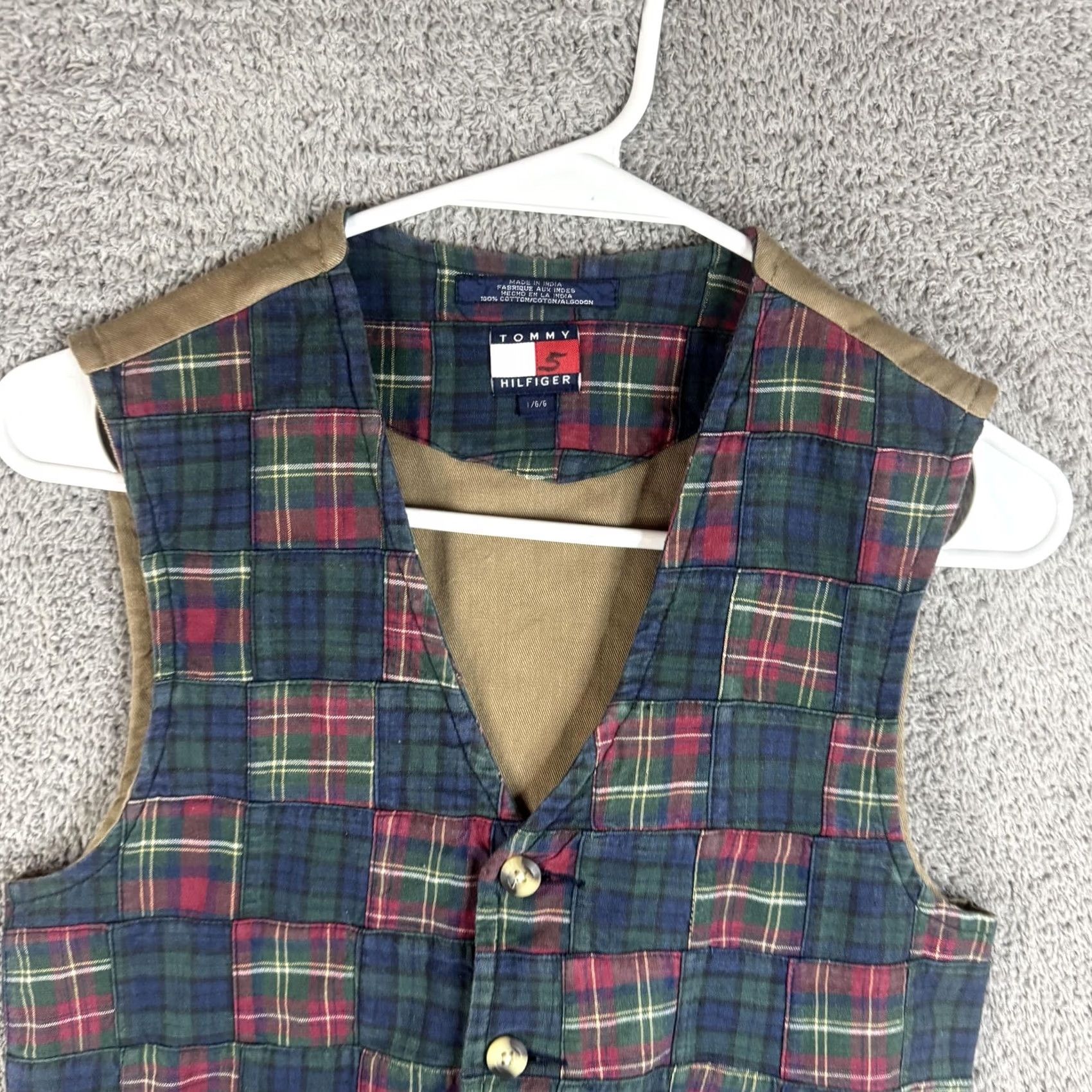 Tommy Hilfiger Tommy Hilfiger Suit Vest Mens Large Multicolor Plaid Cotton Belted 2 Piece Casual Size 42R - 2 Thumbnail