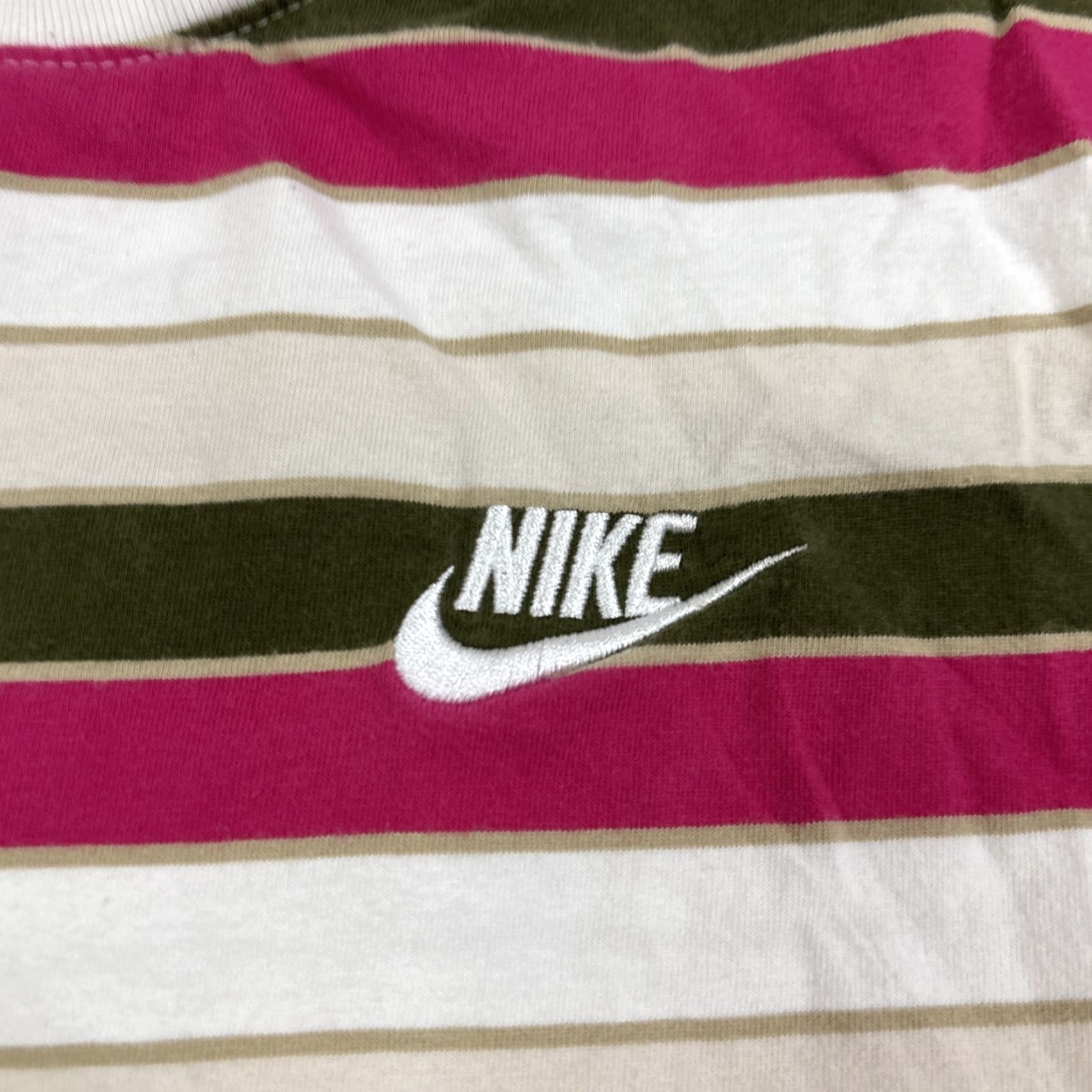 Nike Nike Men's Sportswear Club Striped T-Shirt DN5255-100 Size S Pink Green Shirt Mens Regular Short Sleeve Crew Neck Multicolor Logo Size US S / EU 44-46 / 1 - 2 Thumbnail