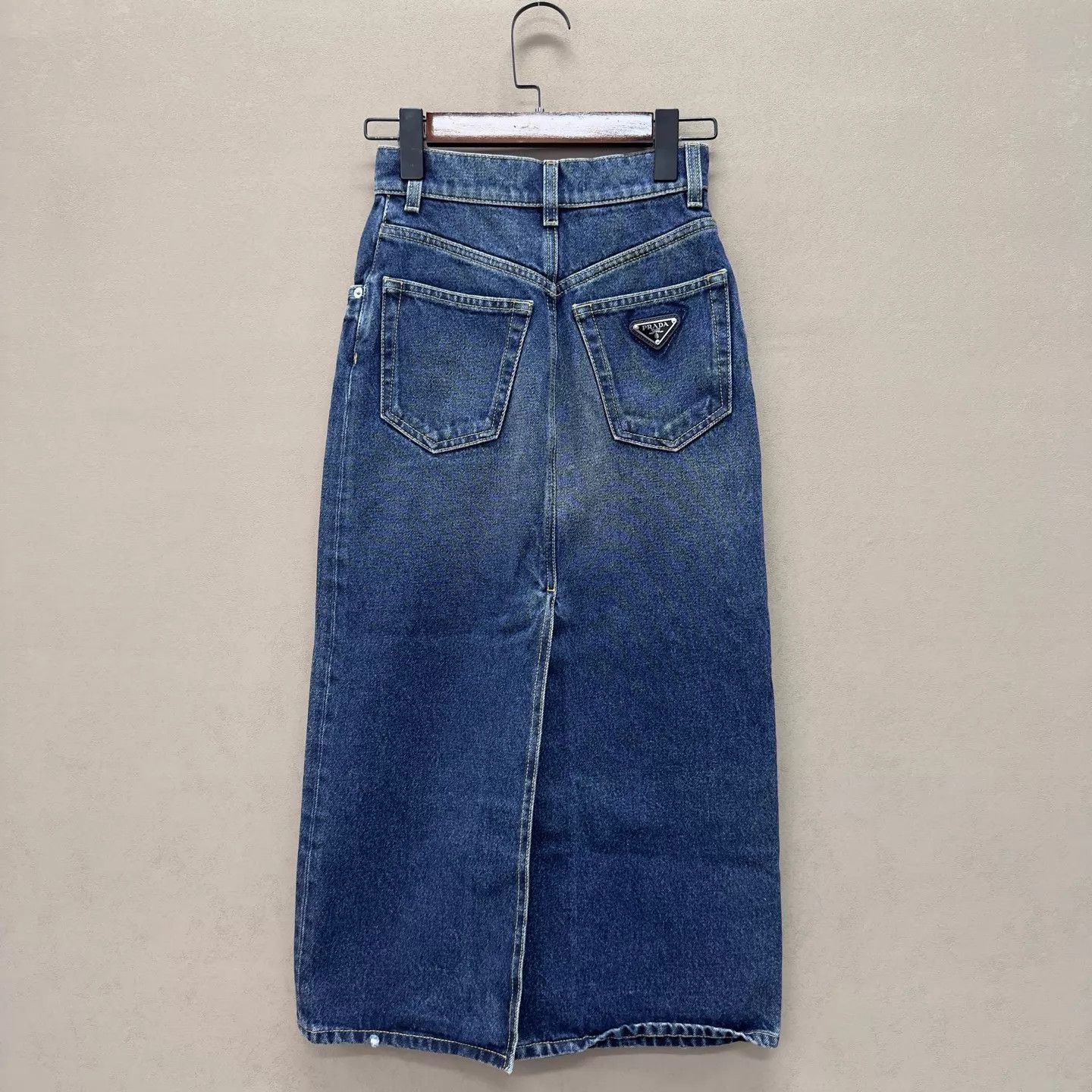 Prada PRADA Denim Skirt 36 IT NWT Triangle Logo Back Size 25" / US 0 / IT 36 - 4 Thumbnail