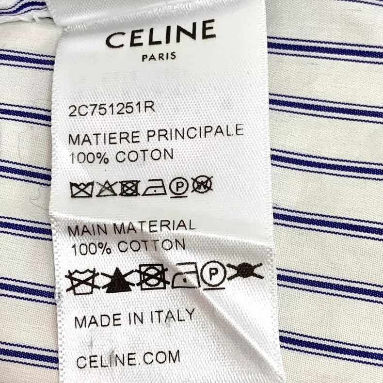 Celine Blue Striped Cotton Short Sleeve Shirt Size XXS / US 00 / IT 34 - 8 Thumbnail