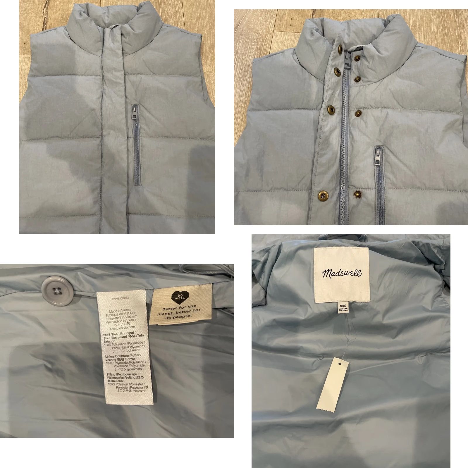 Madewell Madewell Zip-Up Puff Puffer Vest Size XXS Blue New NWT NH848 BLUE Size XXS / US 00 / IT 34 - 8 Thumbnail