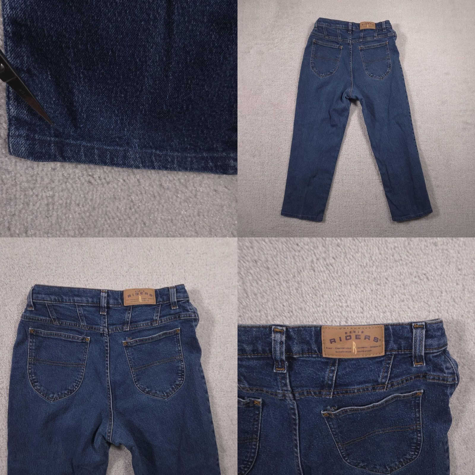Vintage Riders Jeans Womens 10P Blue Medium Wash High Rise Mom Tapered Stretch Denim Jeans Women's Petite Slim Straight Pocket Logo Rise 10P 28in Inseam 23in Size 32" / US 10 / IT 46 - 9 Thumbnail