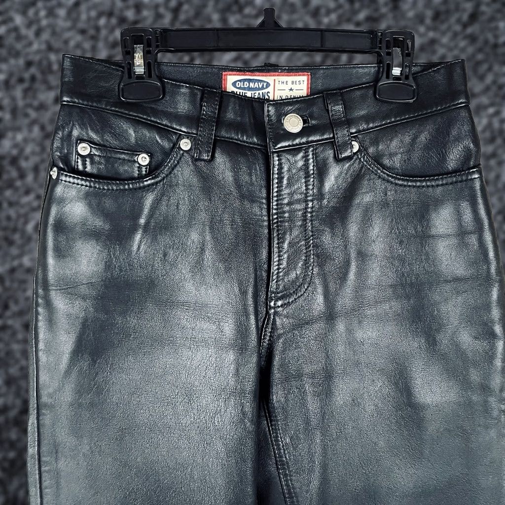Old Navy Vintage Old Navy Leather Pants - 1 26x29 Black Grunge 90s Y2K Indie Goth Punk T132 Size 25" / US 0 / IT 36 - 1 Thumbnail