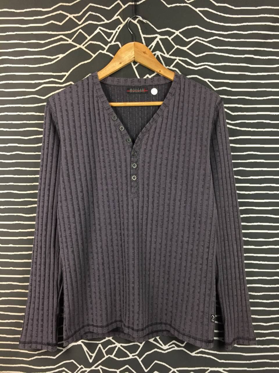 Morgan Homme Morgan Homme Waffle Rib Knit Long Sleeve Henley Tee Size US M / EU 48-50 / 2 - 1 Thumbnail