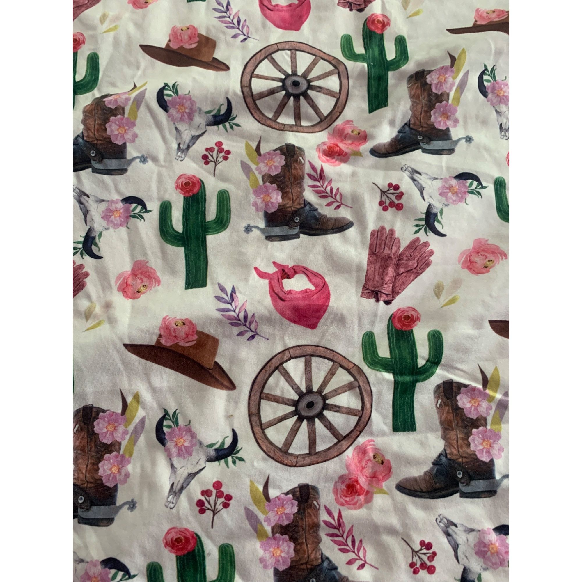 Other Western-Themed Baby Blanket With Pink Ruffle Edges & Minky B Size ONE SIZE - 2 Thumbnail