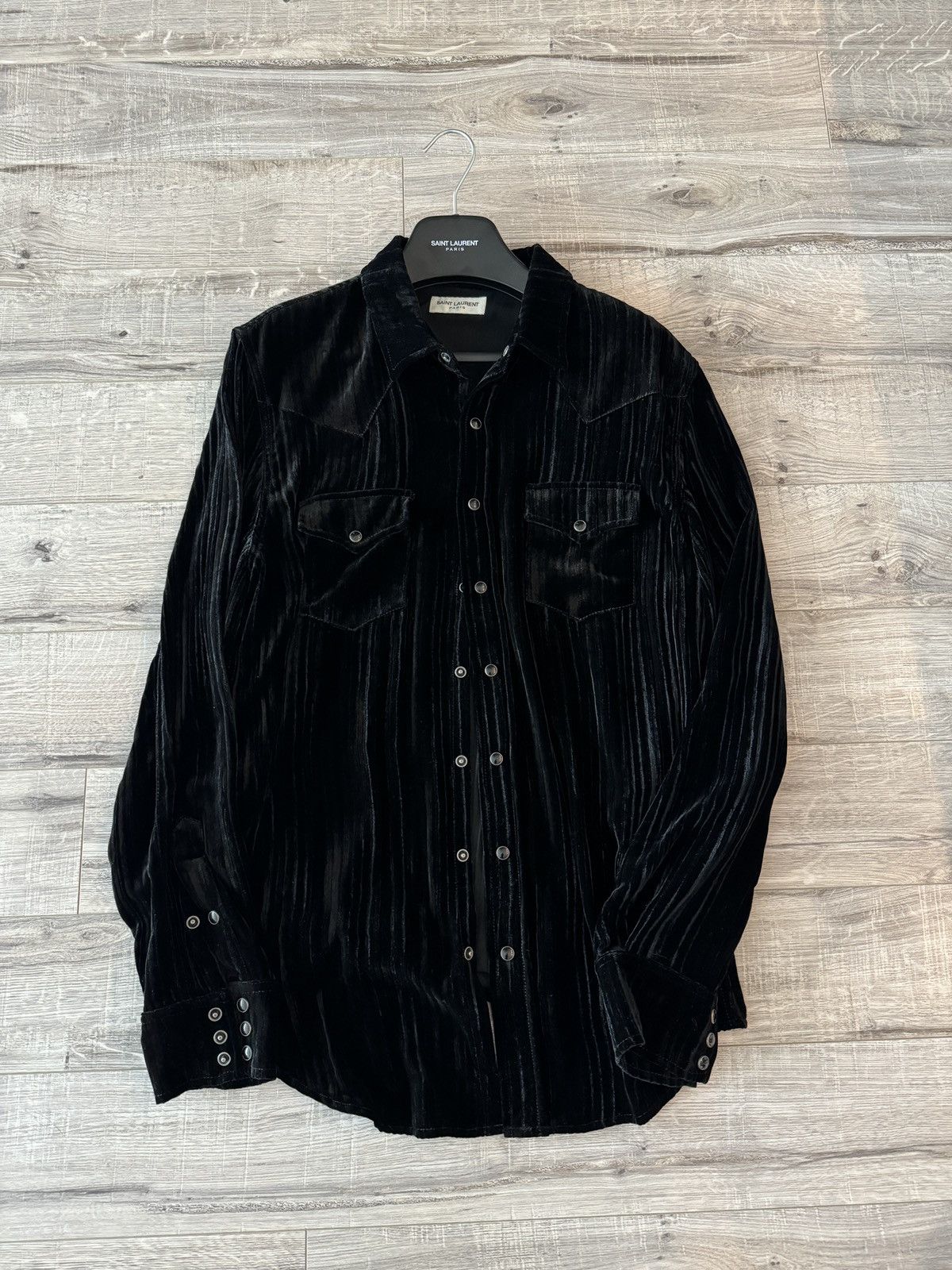 Saint Laurent Paris Saint Laurent Black Velvet Western Shirt Grailed