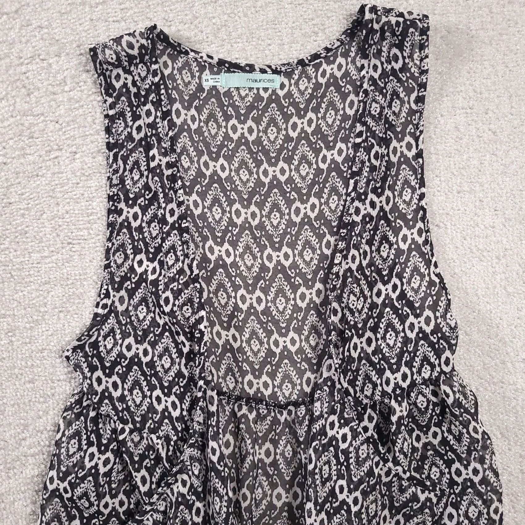 Vintage Maurices Open Front Cardigan Women's XS Black Grey Sleeveless Tank Lightweight Size XS / US 0-2 / IT 36-38 - 3 Thumbnail