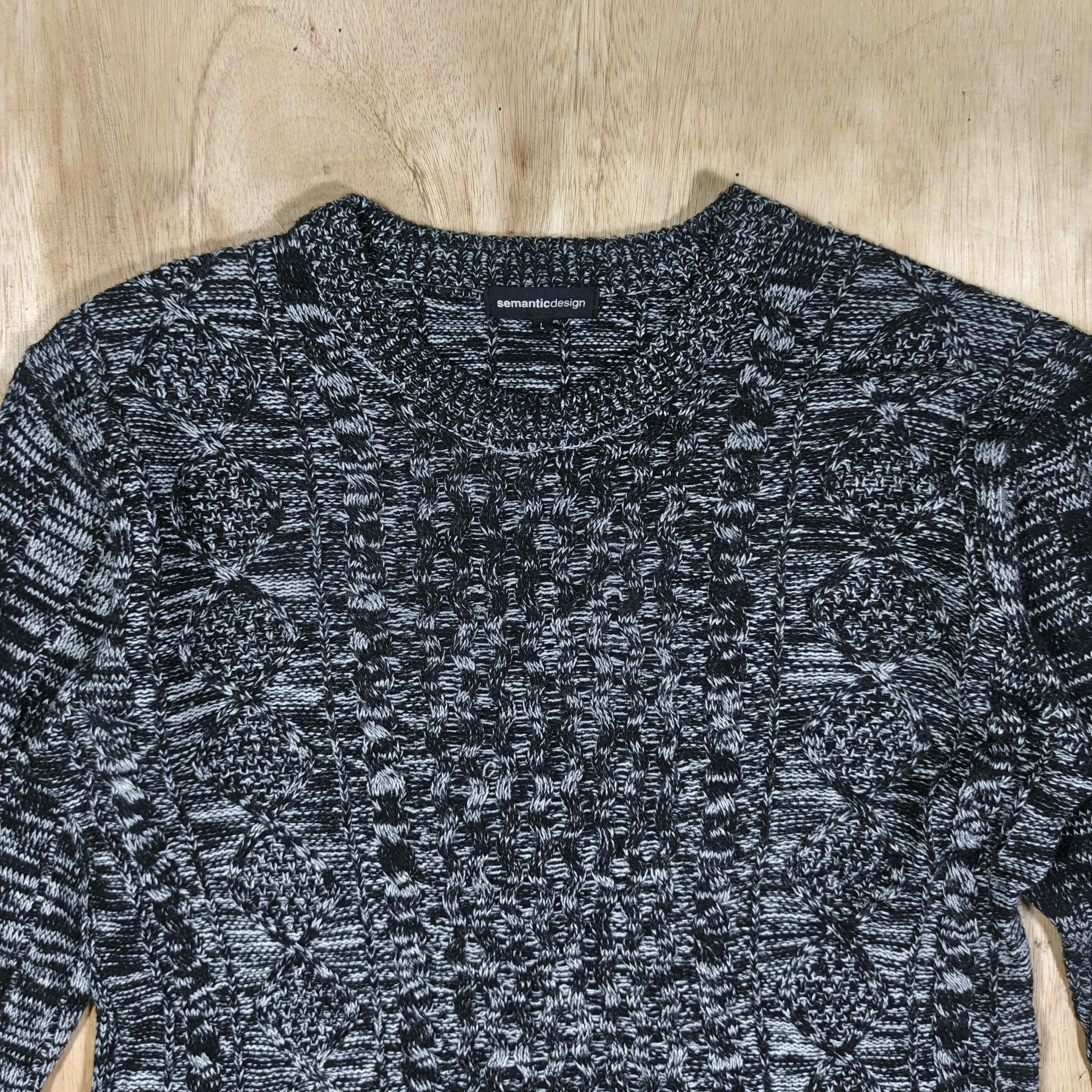 semanticdesign Semanticdesign Black&Grey Marled Cable Knitwear Size US L / EU 52-54 / 3 - 2 Thumbnail