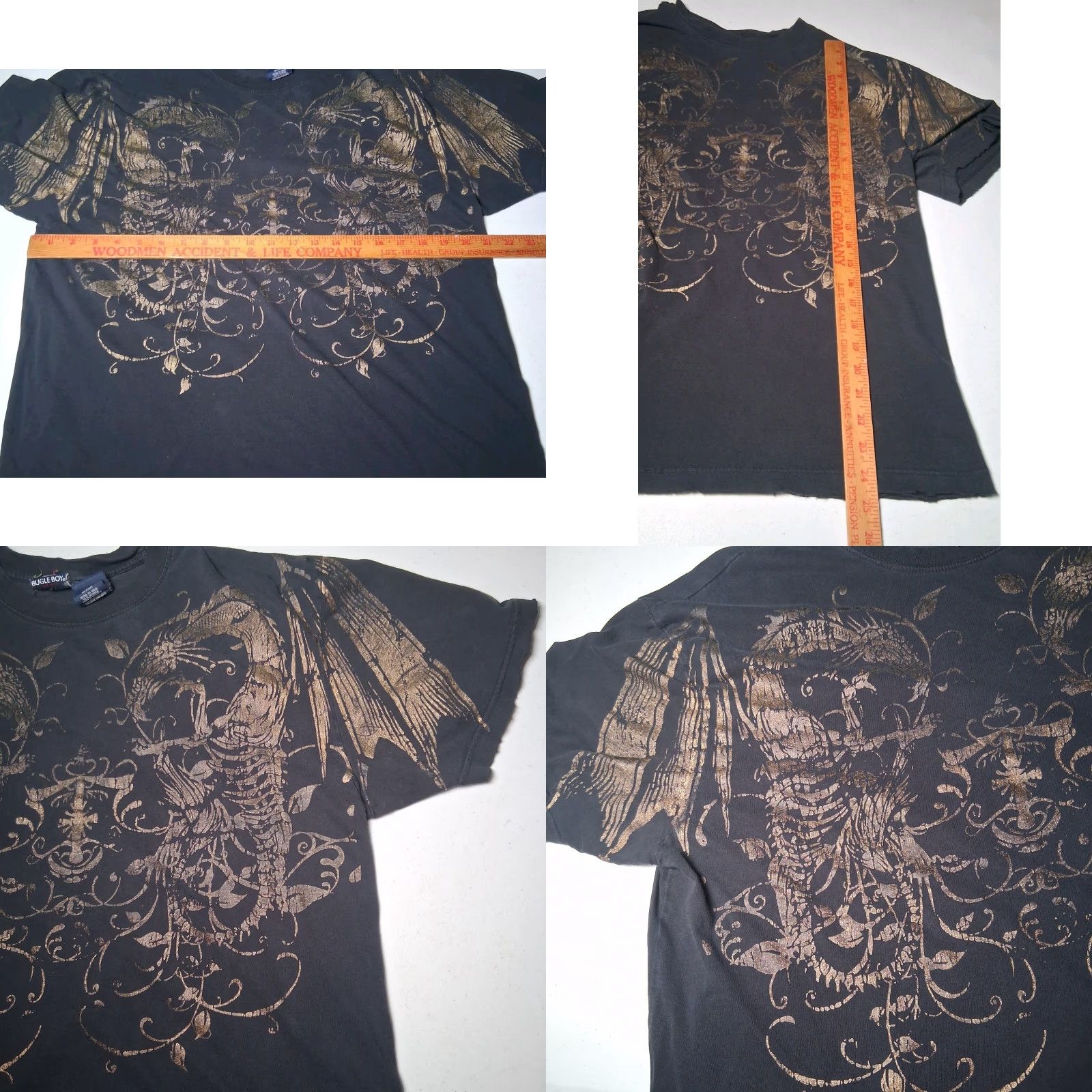 Bugle Boy VINTAGE Bugle Boy Shirt Men M Black Dragon Skeleton Distressed Y2K Graphic T Size US M / EU 48-50 / 2 - 8 Thumbnail