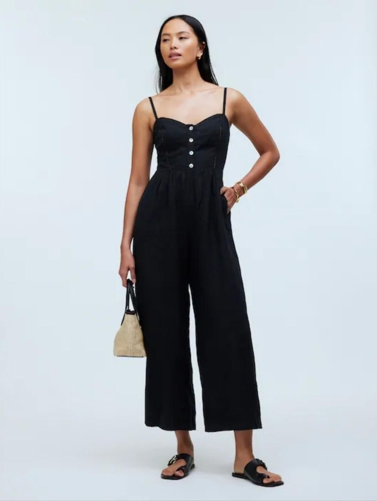 Madewell Madewell Sleeveless Wide-Leg Jumpsuit in 100% Linen Size 25" / US 0 / IT 36 - 1 Thumbnail