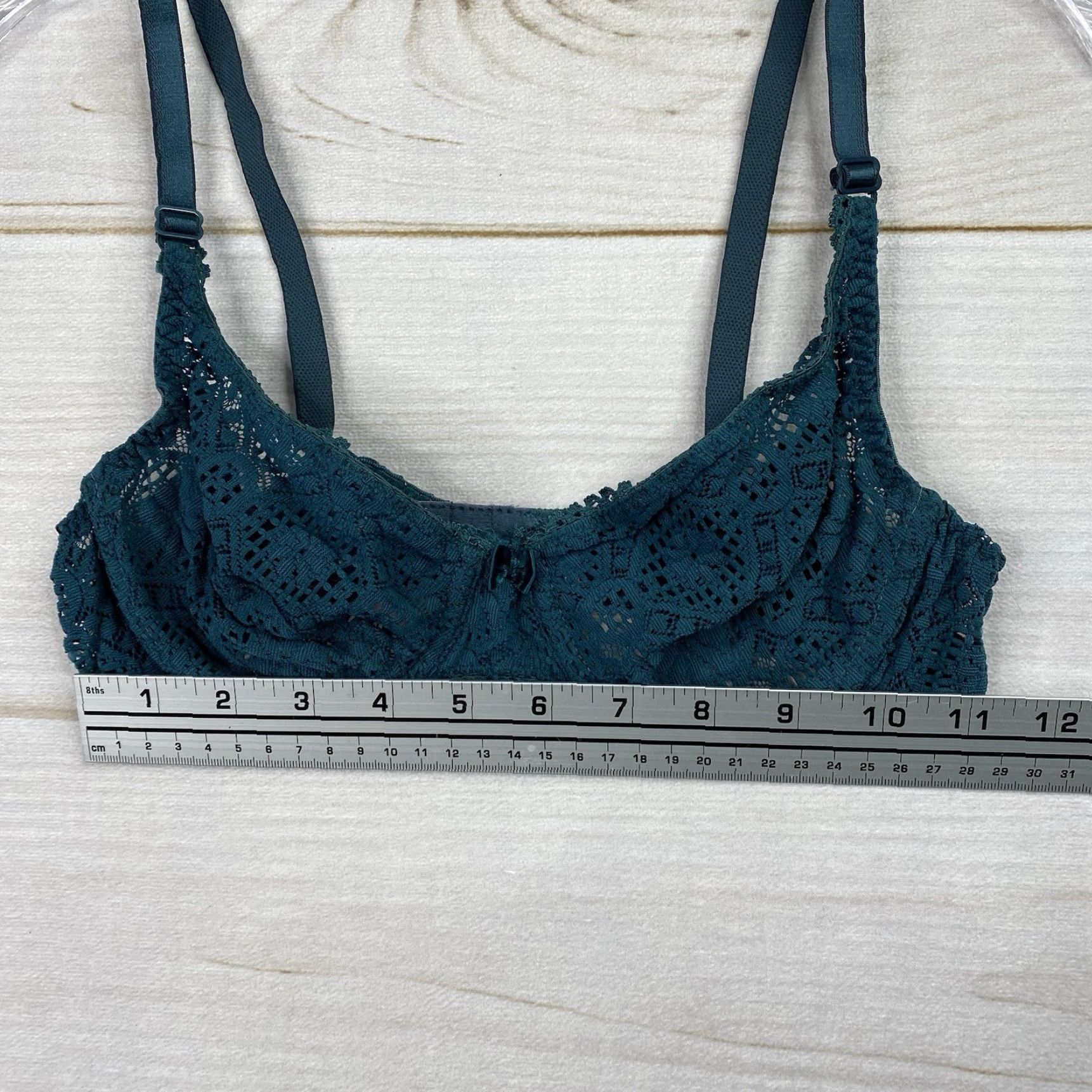 Vintage VINTAGE Maidenform Bra 34B Lace Arabesque Green Underwire USA Union Made Bow Shirt Womens Size ONE SIZE - 6 Thumbnail