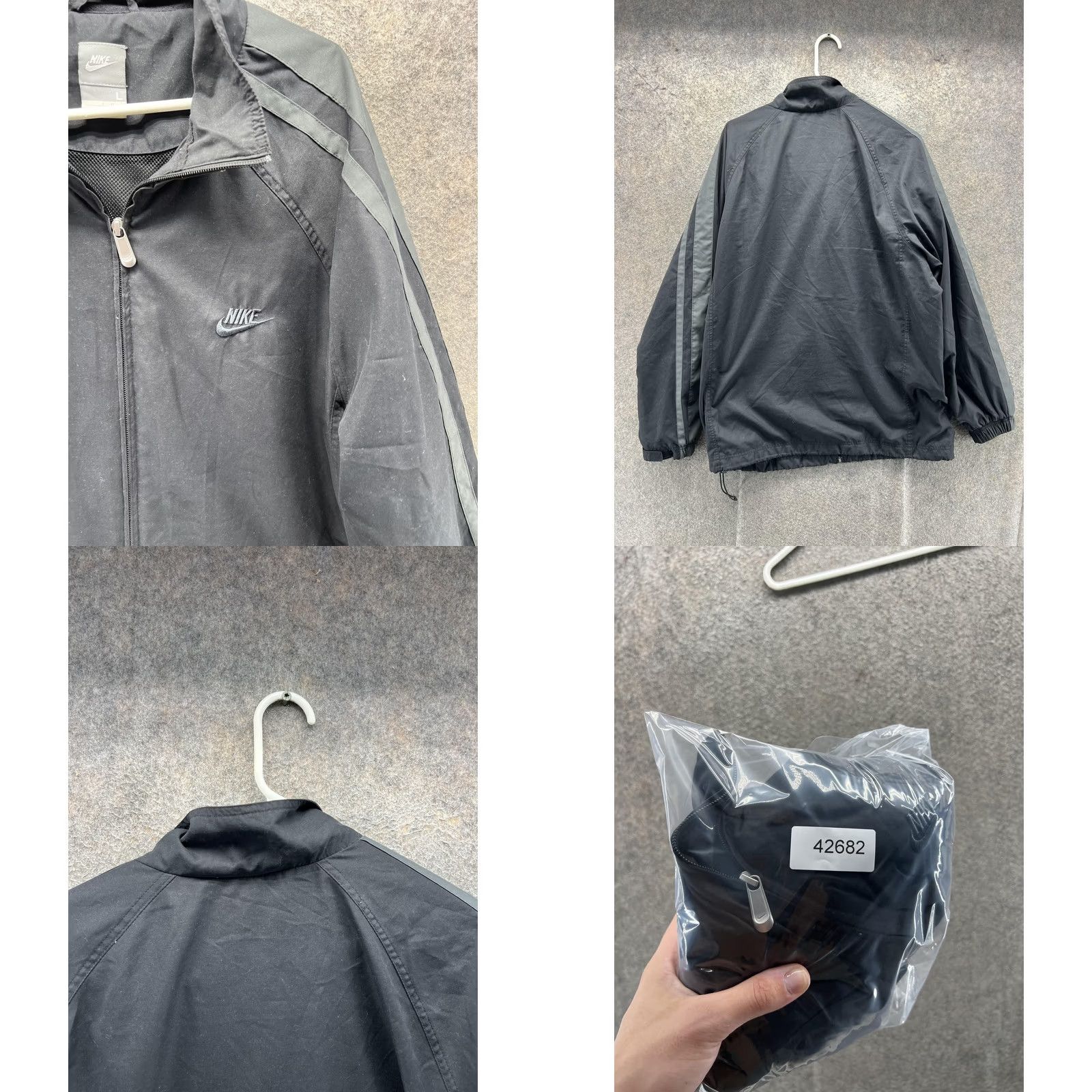 Nike VINTAGE Nike Windbreaker Jacket Men Large Black Full Zip Lined Athletic Track Size US L / EU 52-54 / 3 - 8 Thumbnail