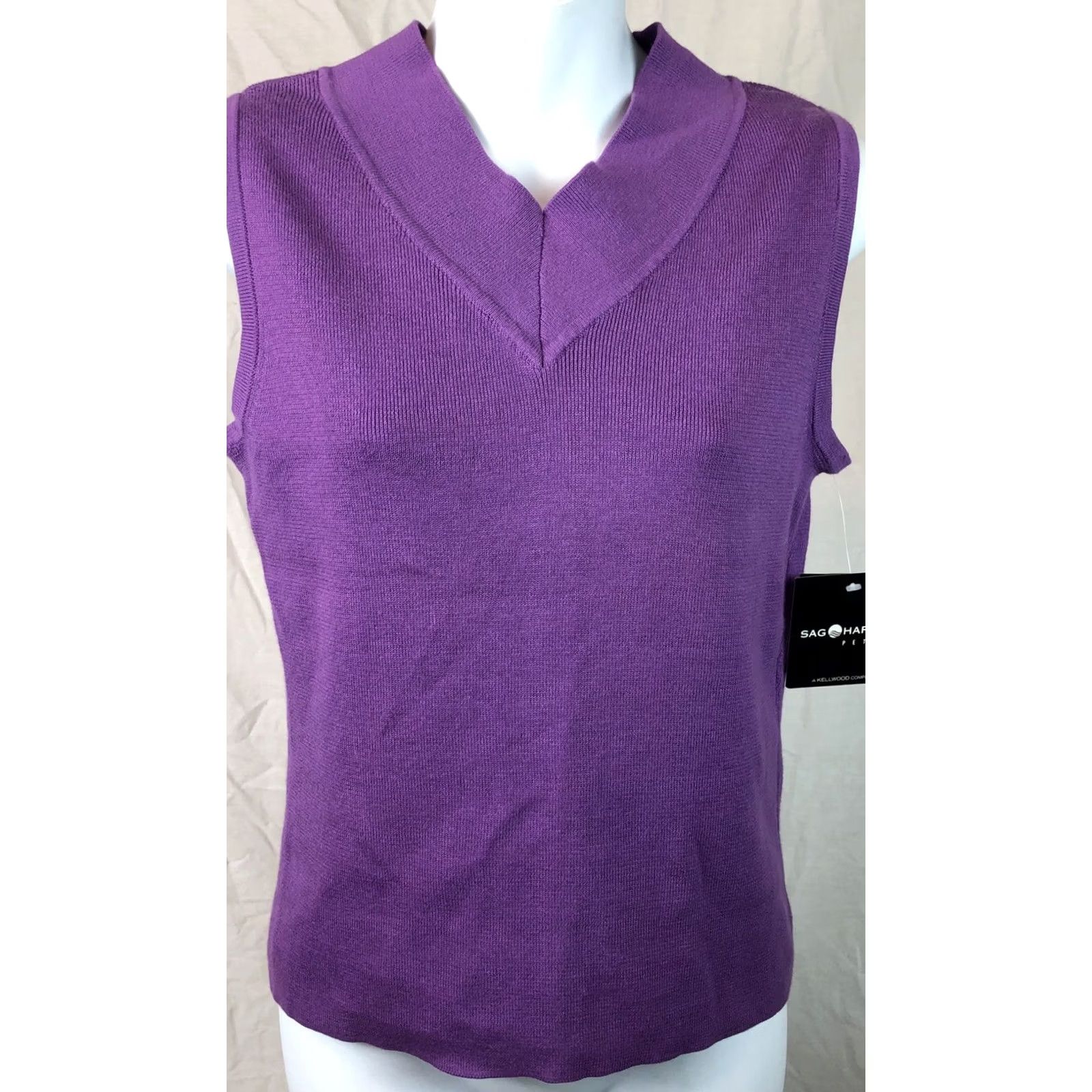 Vintage Sag Harbor Sleeveless Sweater PM Purple V-Neck Cotton Knit Shirt Womens PM Purple Sag Harbor Sleeveless V-Neck Back Cotton Knit Pullover Size M / US 6-8 / IT 42-44 - 5 Thumbnail