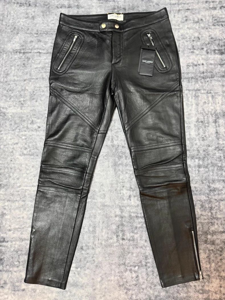 Saint Laurent Black Leather Moto Pants- DMC