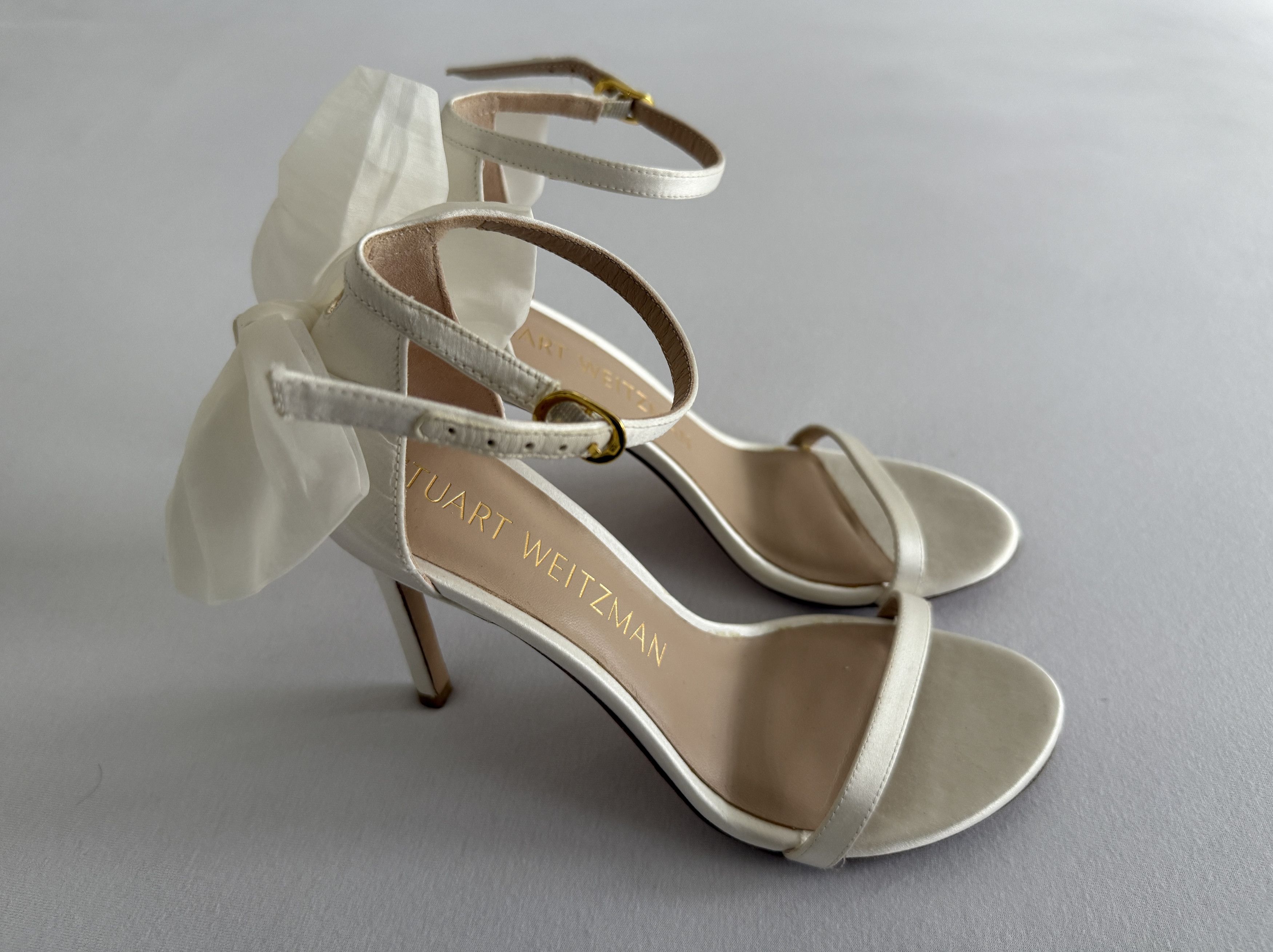Stuart Weitzman Nudistsong Mesh Bow High Heels Size US 6.5 / IT 36.5 - 7 Thumbnail