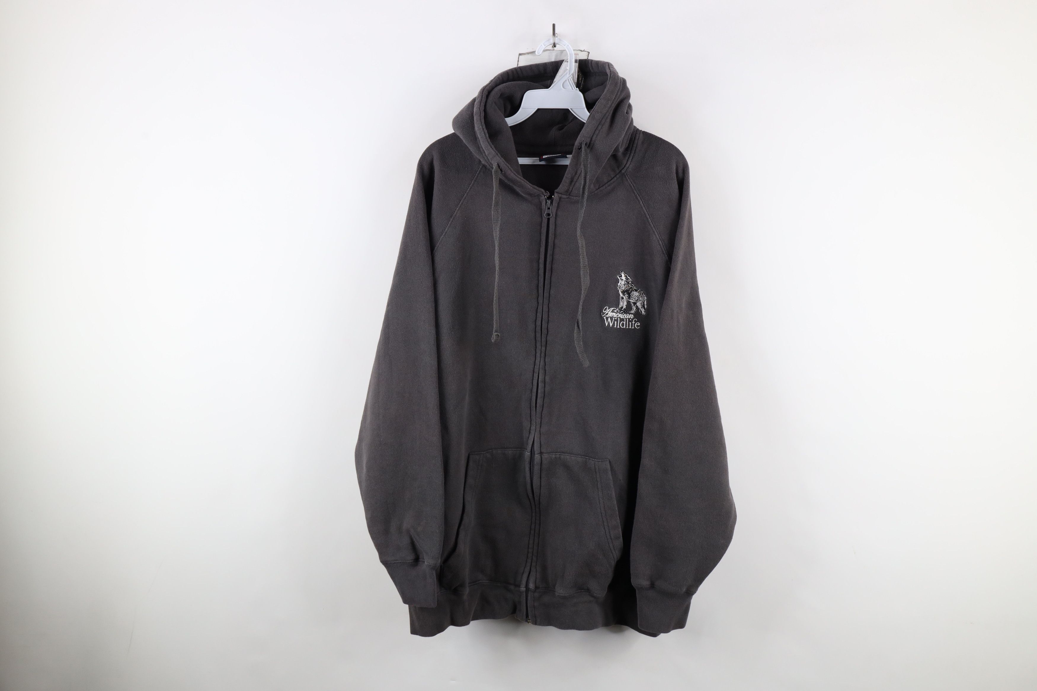 Vintage Vintage 90s Streetwear Out American Wildlife Wolf Hoodie Size US XXL / EU 58 / 5 - 1 Thumbnail