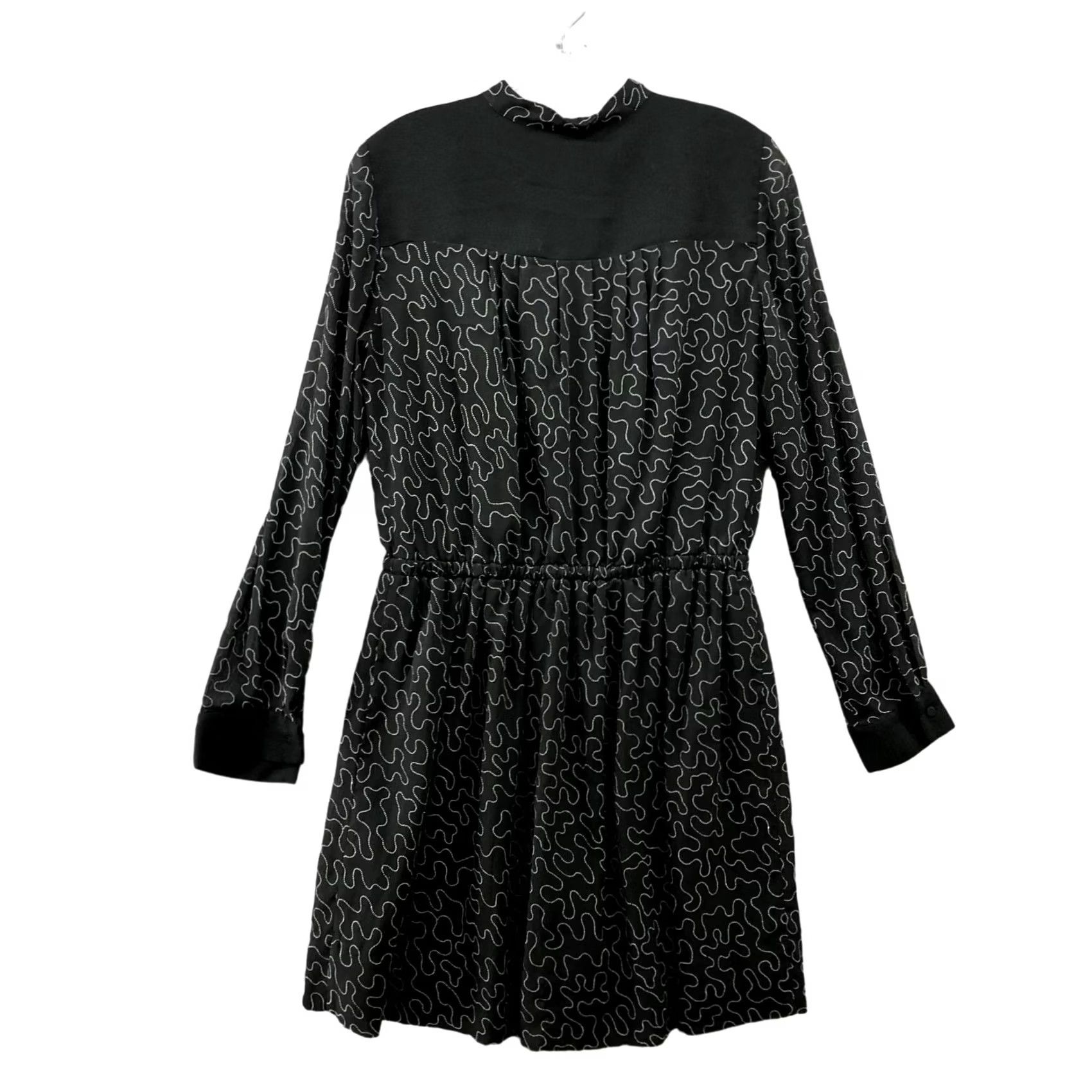 Club Monaco Club Monaco Dress Long Sleeve Black Printed A Line Split Neck Size 6 Womens Size M / US 6-8 / IT 42-44 - 2 Thumbnail