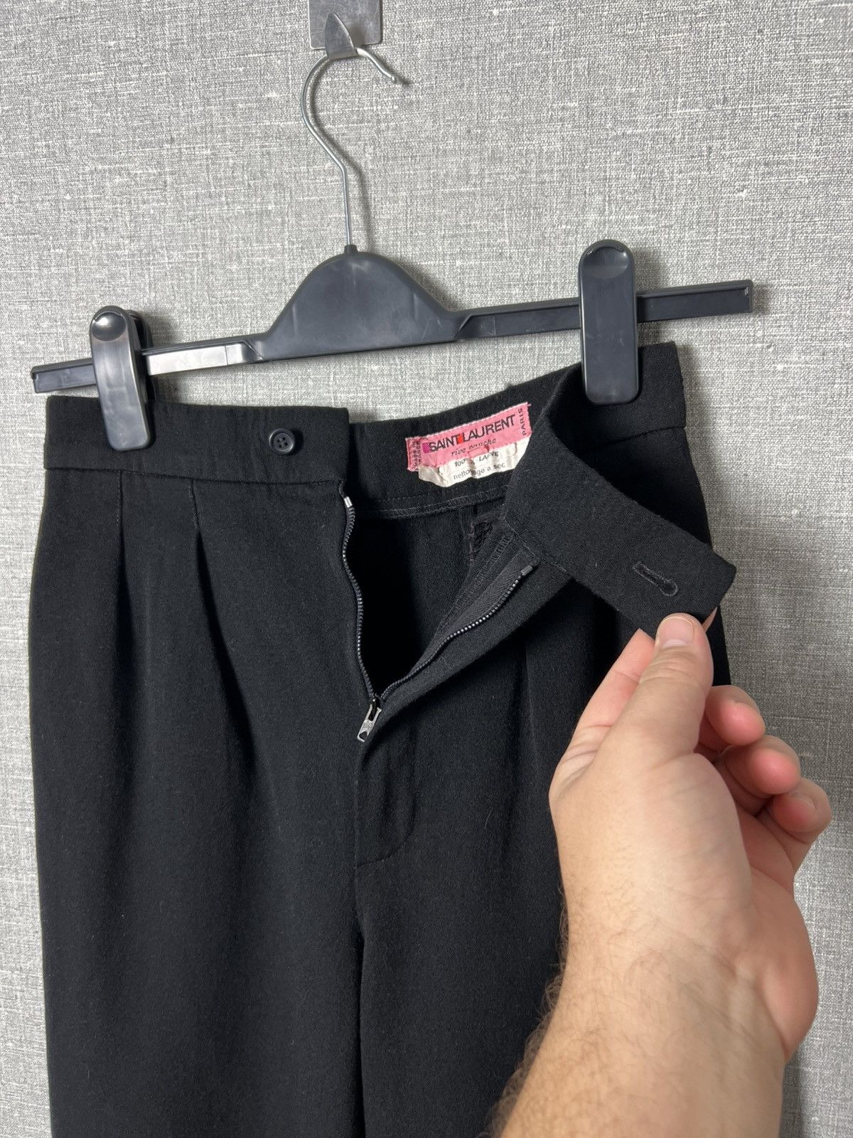Saint Laurent Paris 70s Saint Laurent High Waist Wide Leg Wool Palazzo Trousers Size 25" / US 0 / IT 36 - 15 Thumbnail