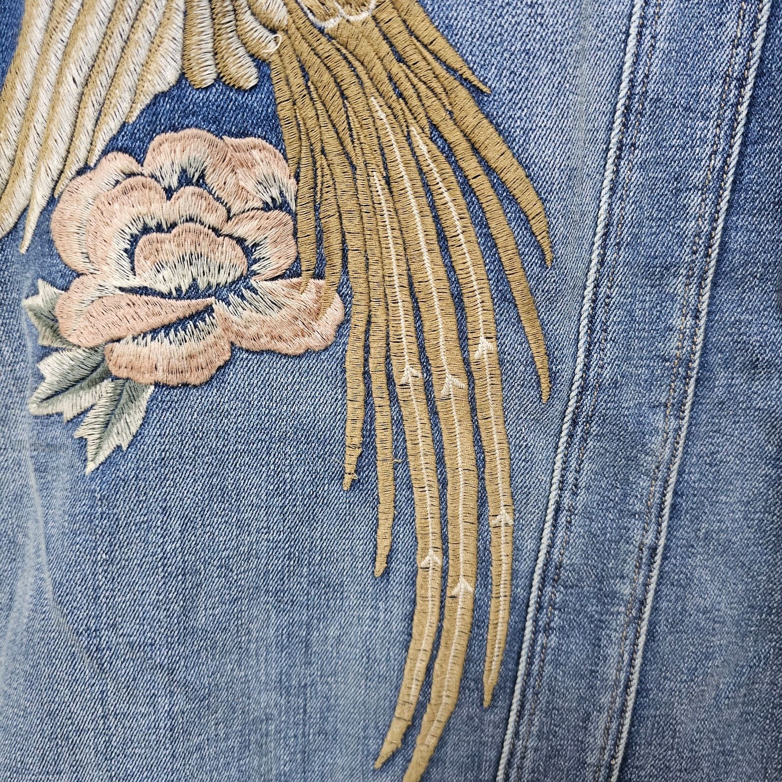 Mavi NWT MAVI Gold Denim Jacket "ROSE" Embroidery on Back Size S Size S / US 4 / IT 40 - 7 Thumbnail